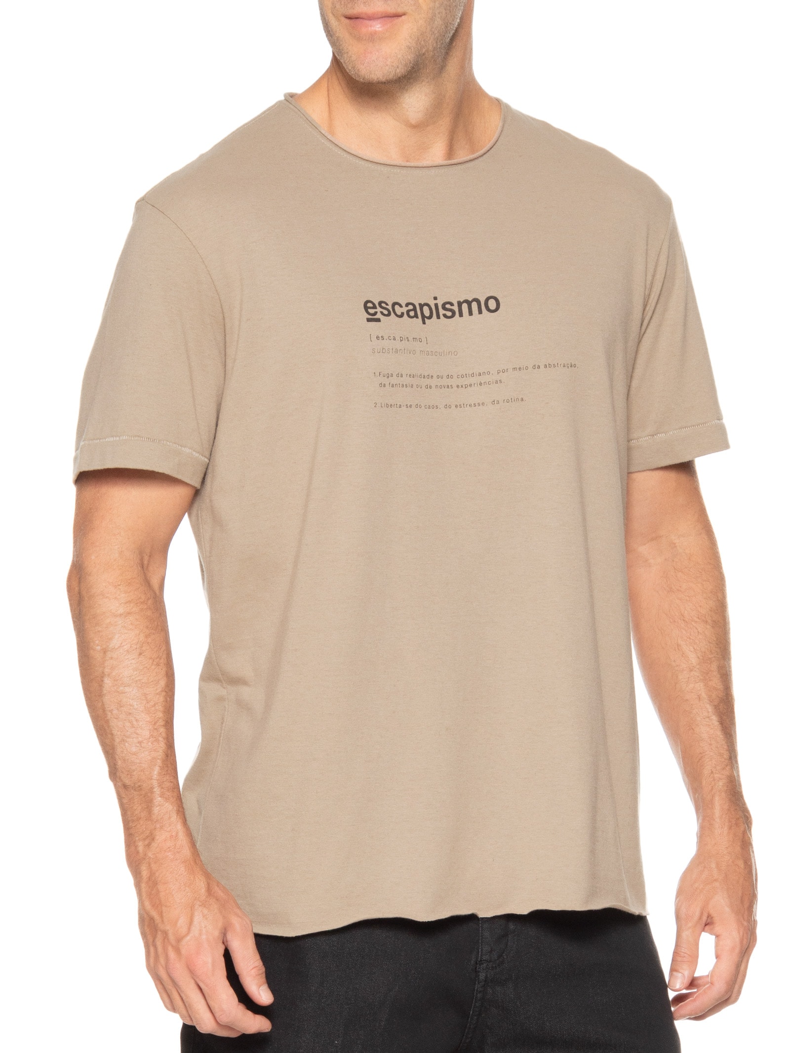 Camiseta Masculina Manga Curta Juta Escapismo Bege Osklen