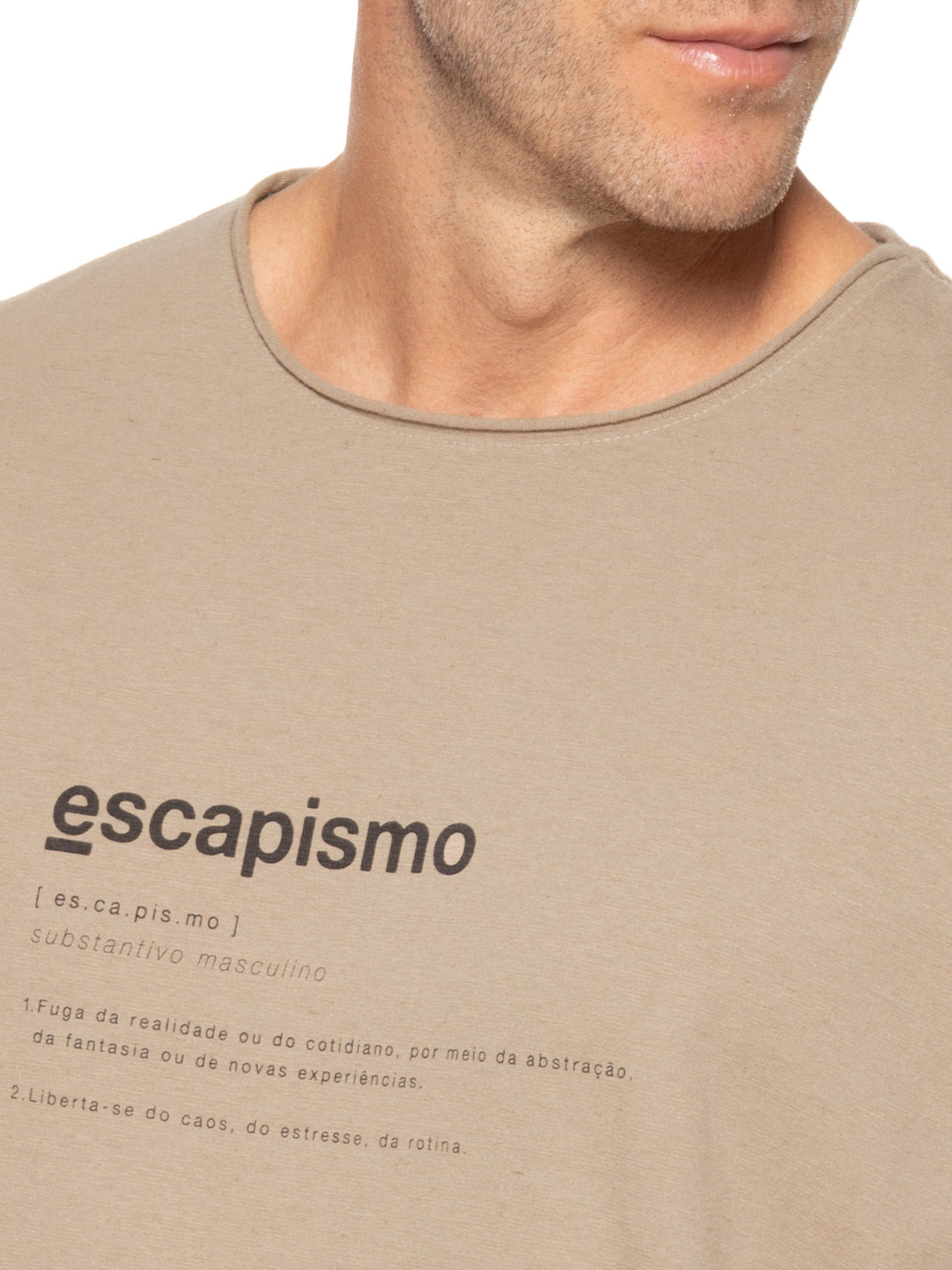 Camiseta Masculina Manga Curta Juta Escapismo Bege Osklen
