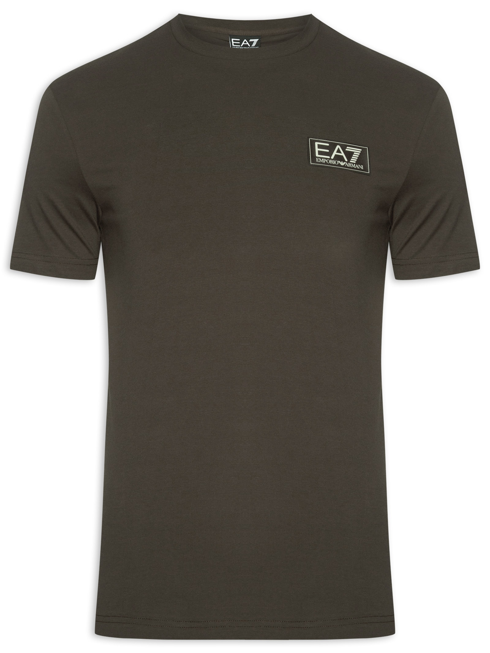 Camiseta Masculina Manga Curta Label Train Refined Tee Marrom Ea7 Emporio Armani
