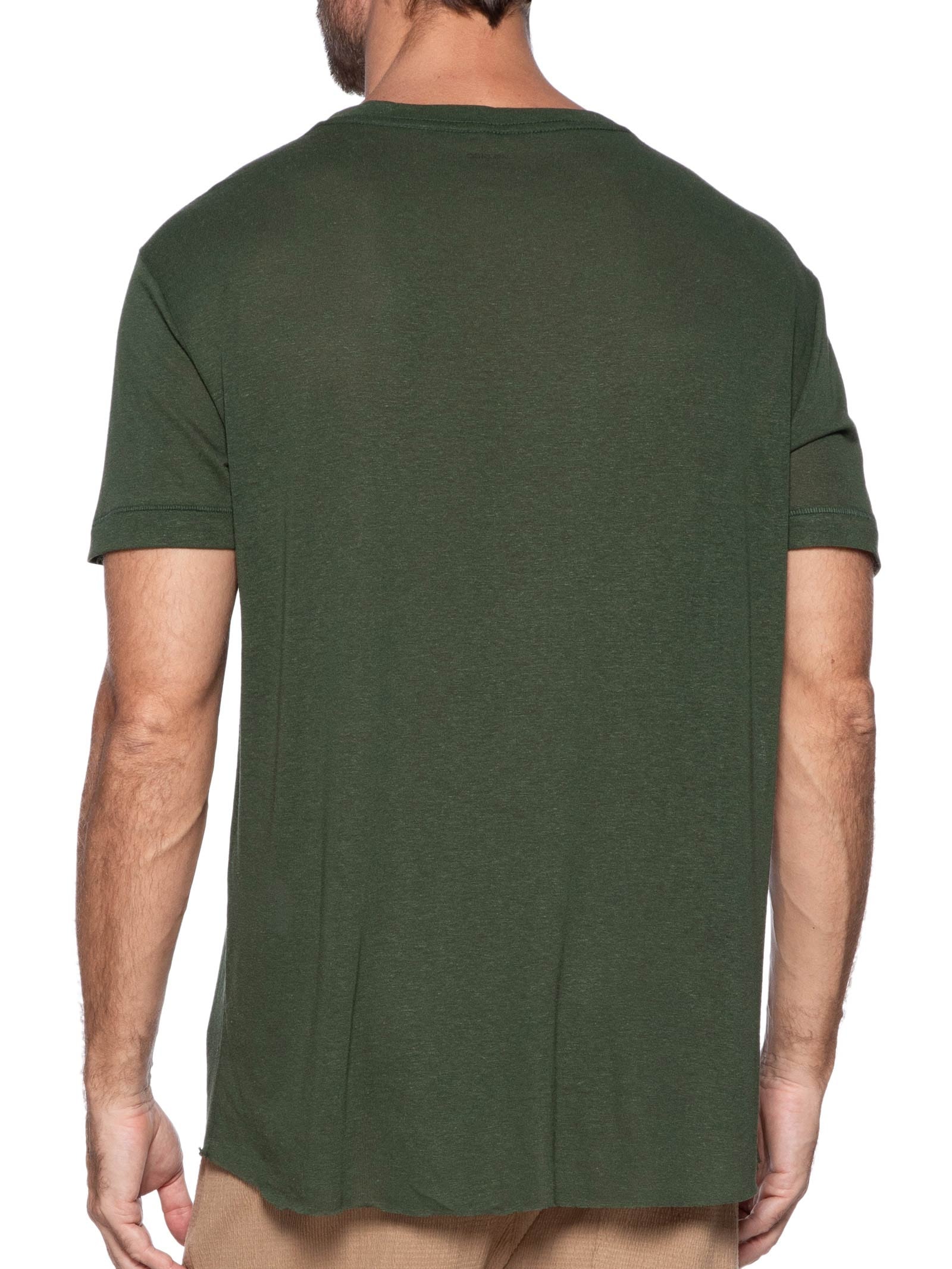 Camiseta Masculina Manga Curta Light Linen Brasão Mc Verde Osklen