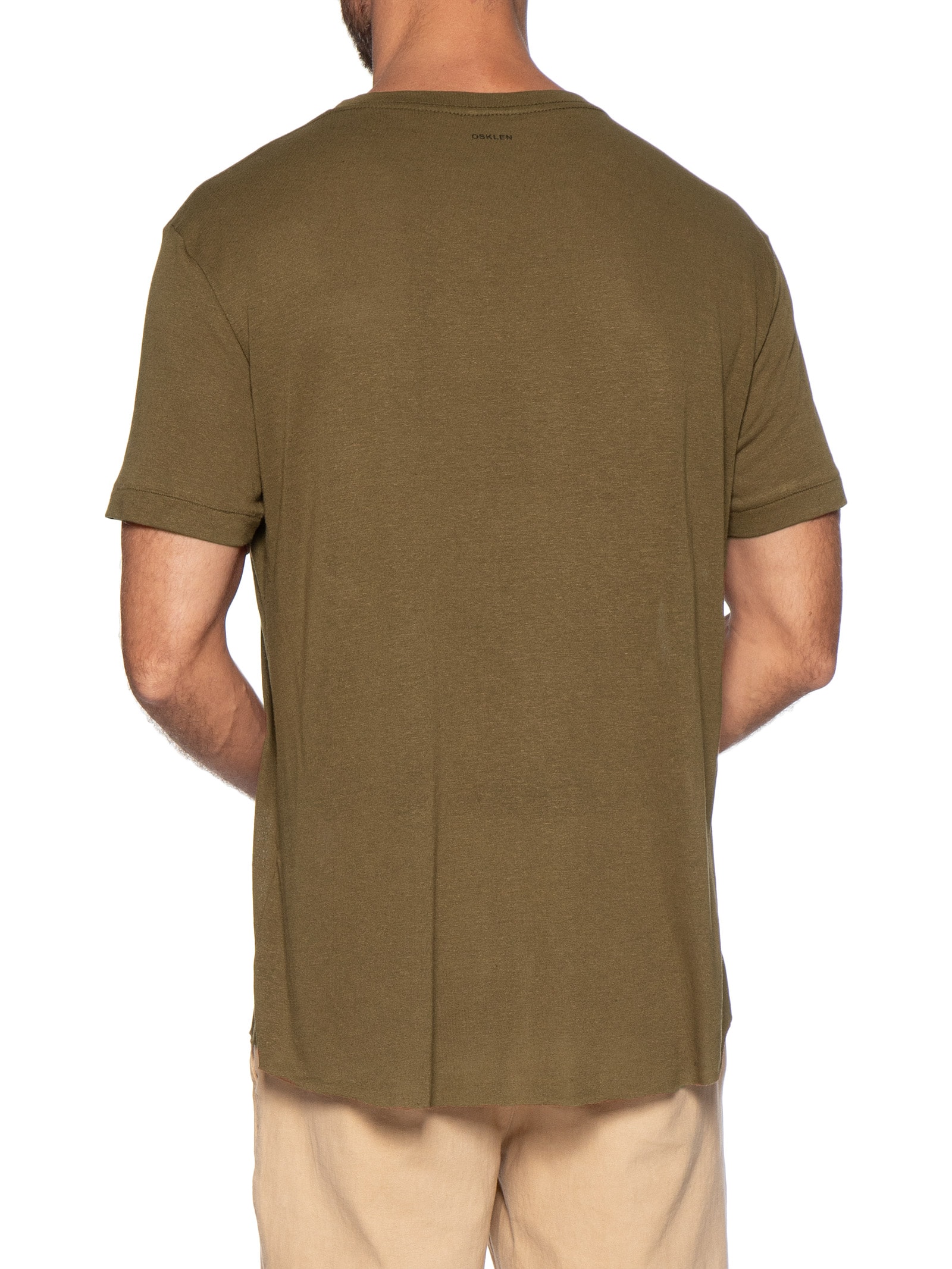 Camiseta Masculina Manga Curta Light Linen Butterfly Marrom Osklen