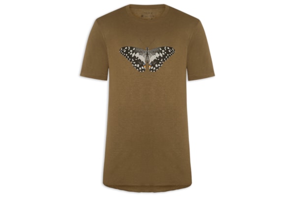 Camiseta Masculina Manga Curta Light Linen Butterfly - Marrom