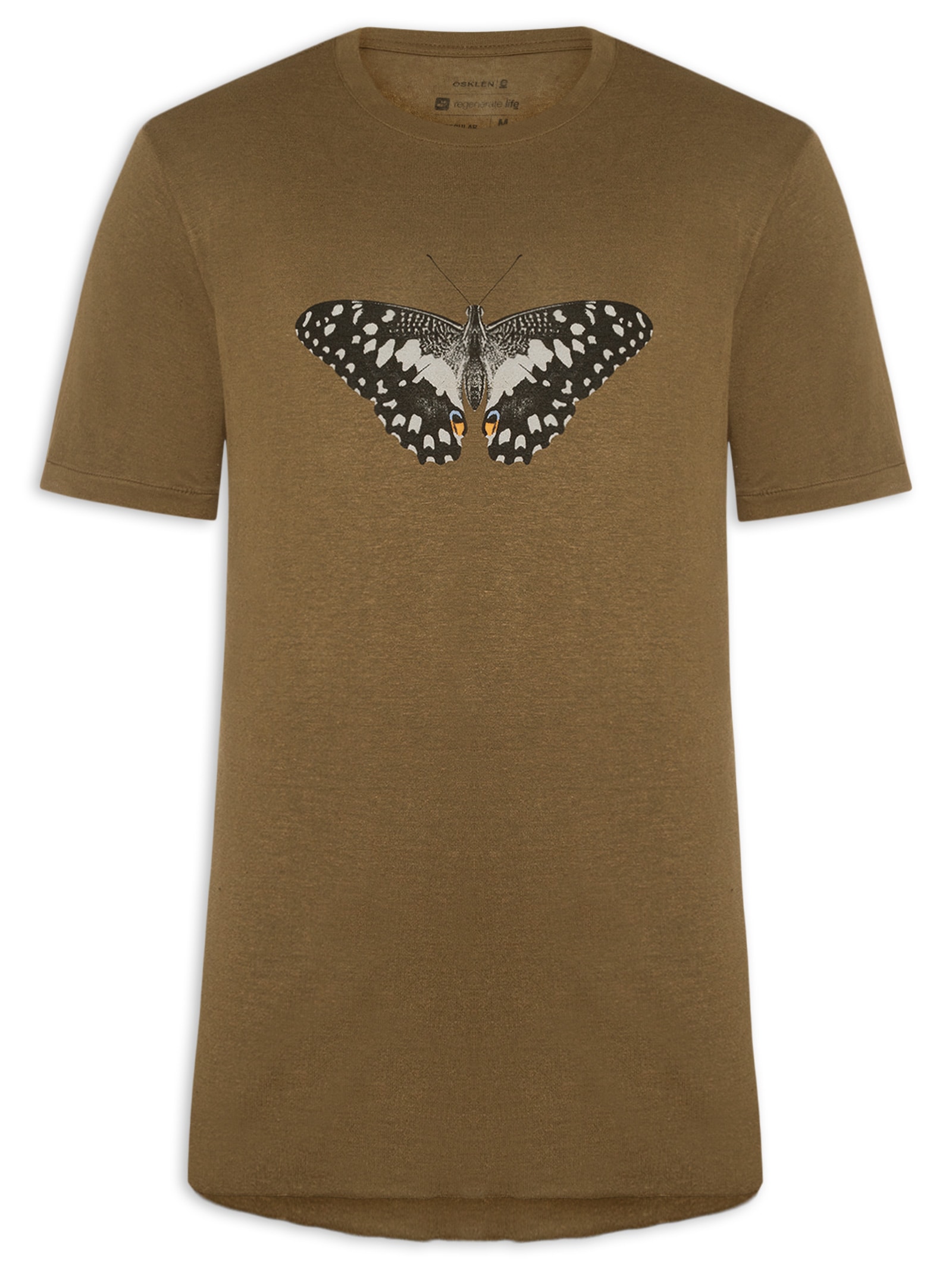 Camiseta Masculina Manga Curta Light Linen Butterfly Marrom Osklen
