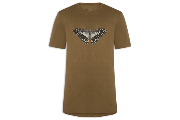 Camiseta Masculina Manga Curta Light Linen Butterfly - Marrom