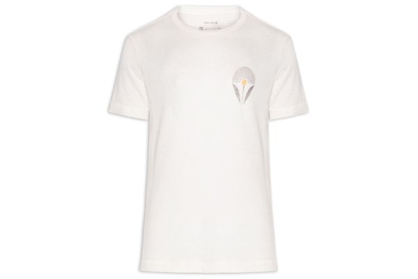 Camiseta Masculina Manga Curta Light Linen Flower Sun - Branco