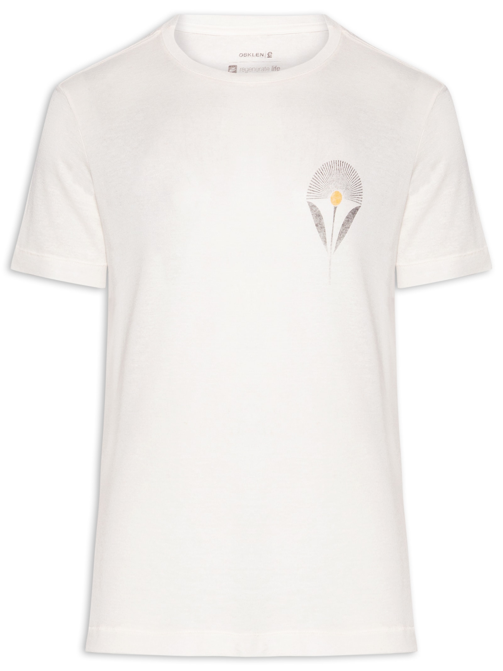Camiseta Masculina Manga Curta Light Linen Flower Sun Branco Osklen