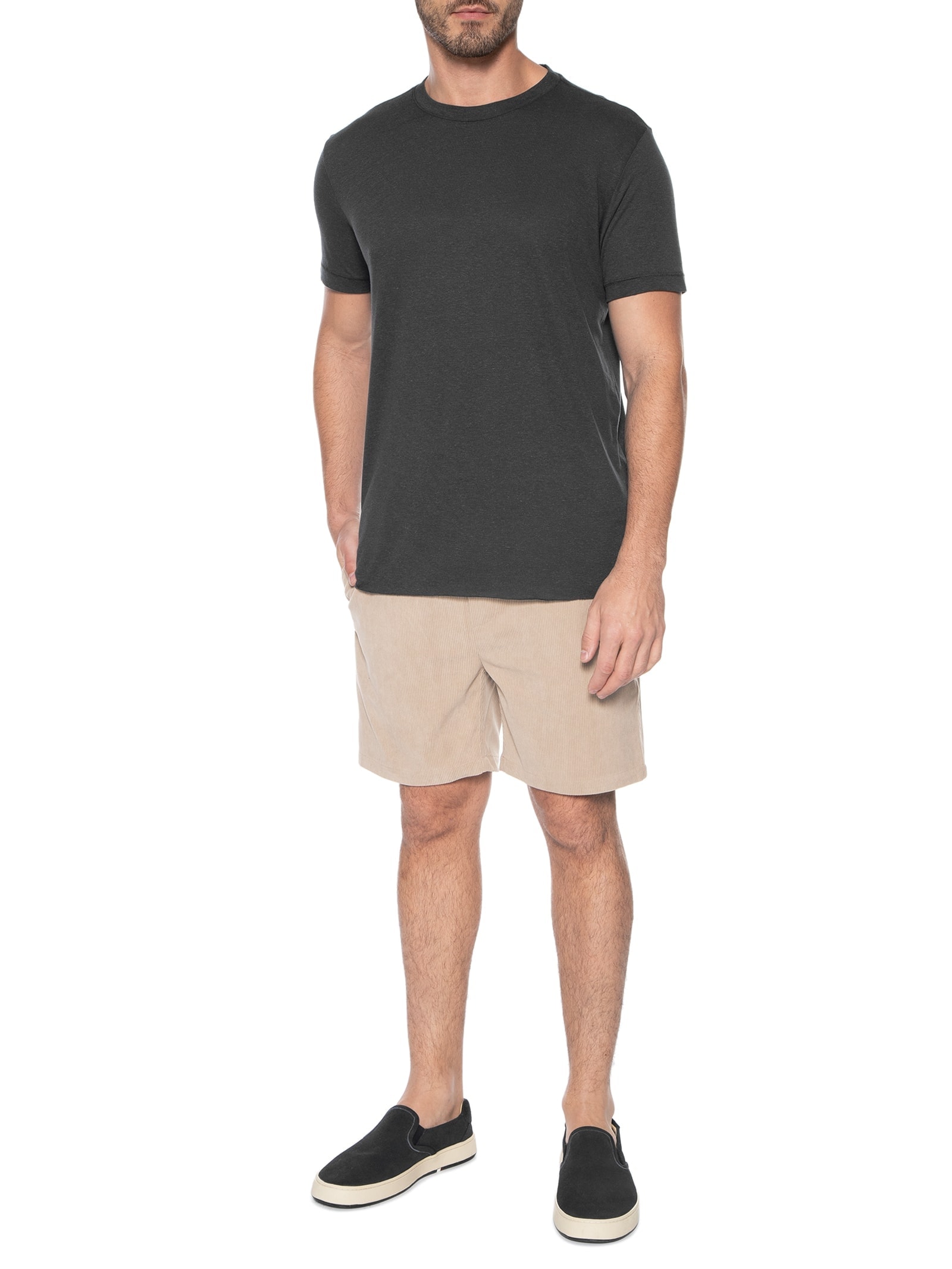 Camiseta Masculina Manga Curta Light Linen Preto Osklen