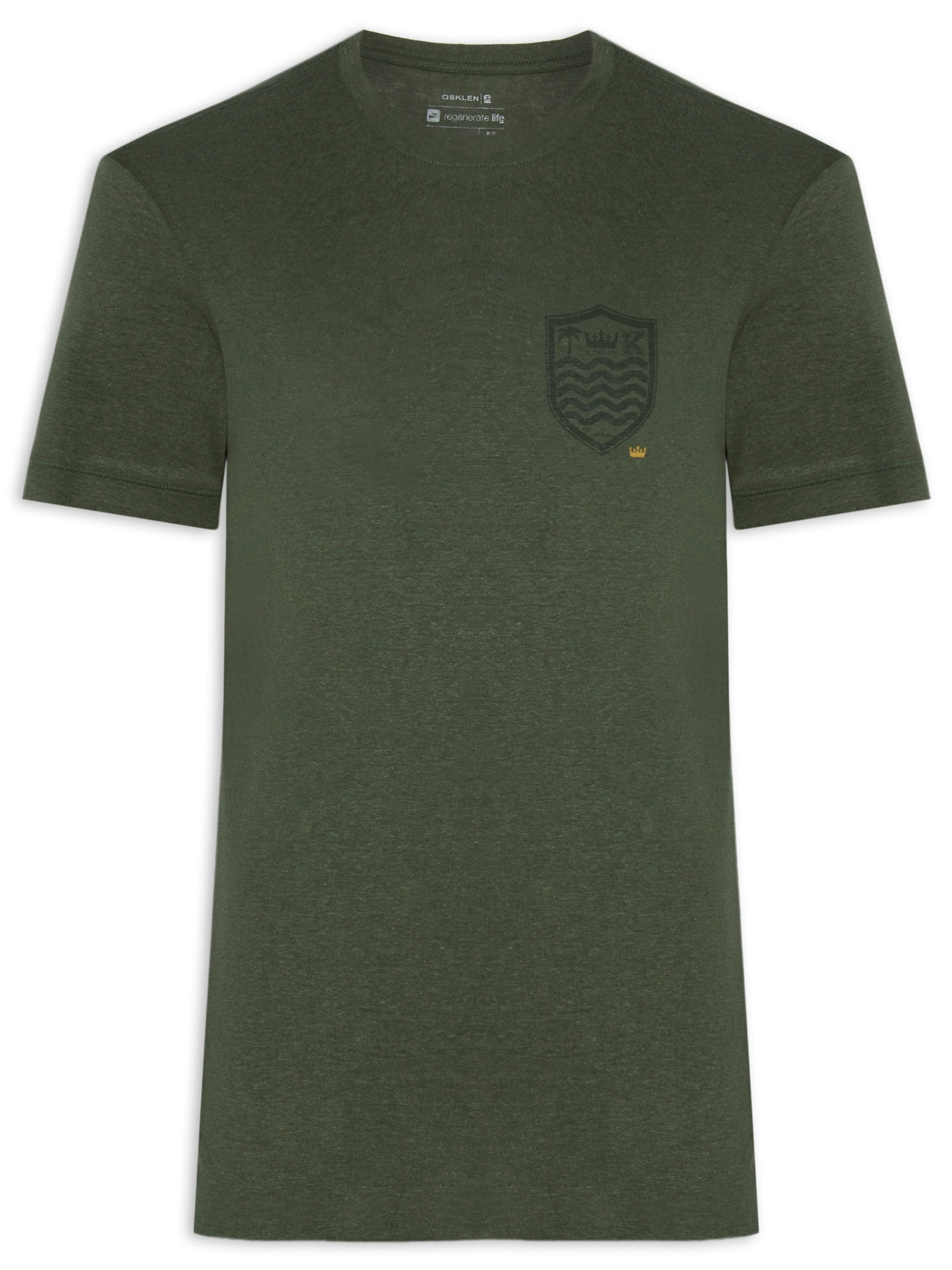 Camiseta Masculina Manga Curta Linen Brasão Verde Osklen