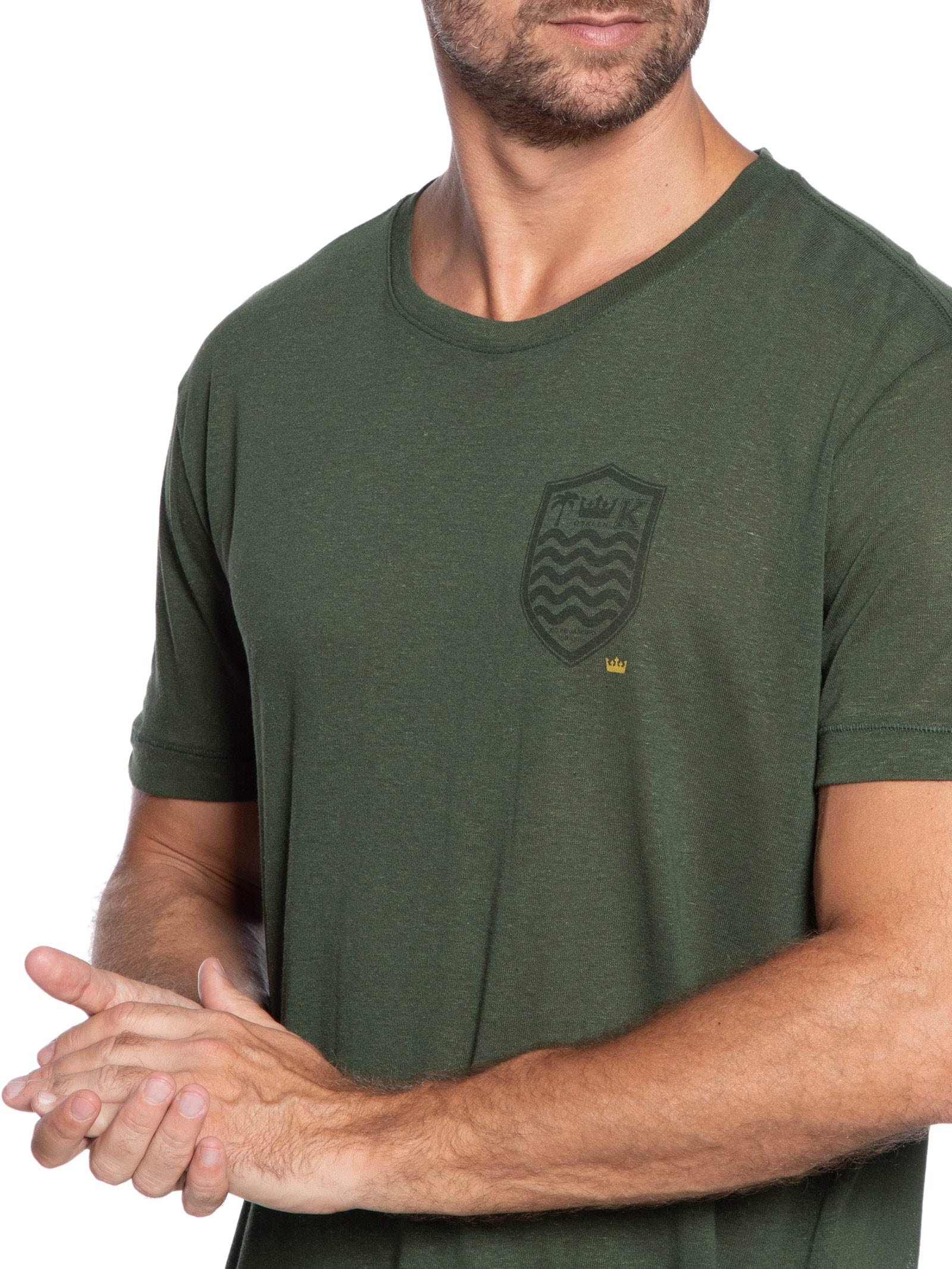 Camiseta Masculina Manga Curta Linen Brasão Verde Osklen