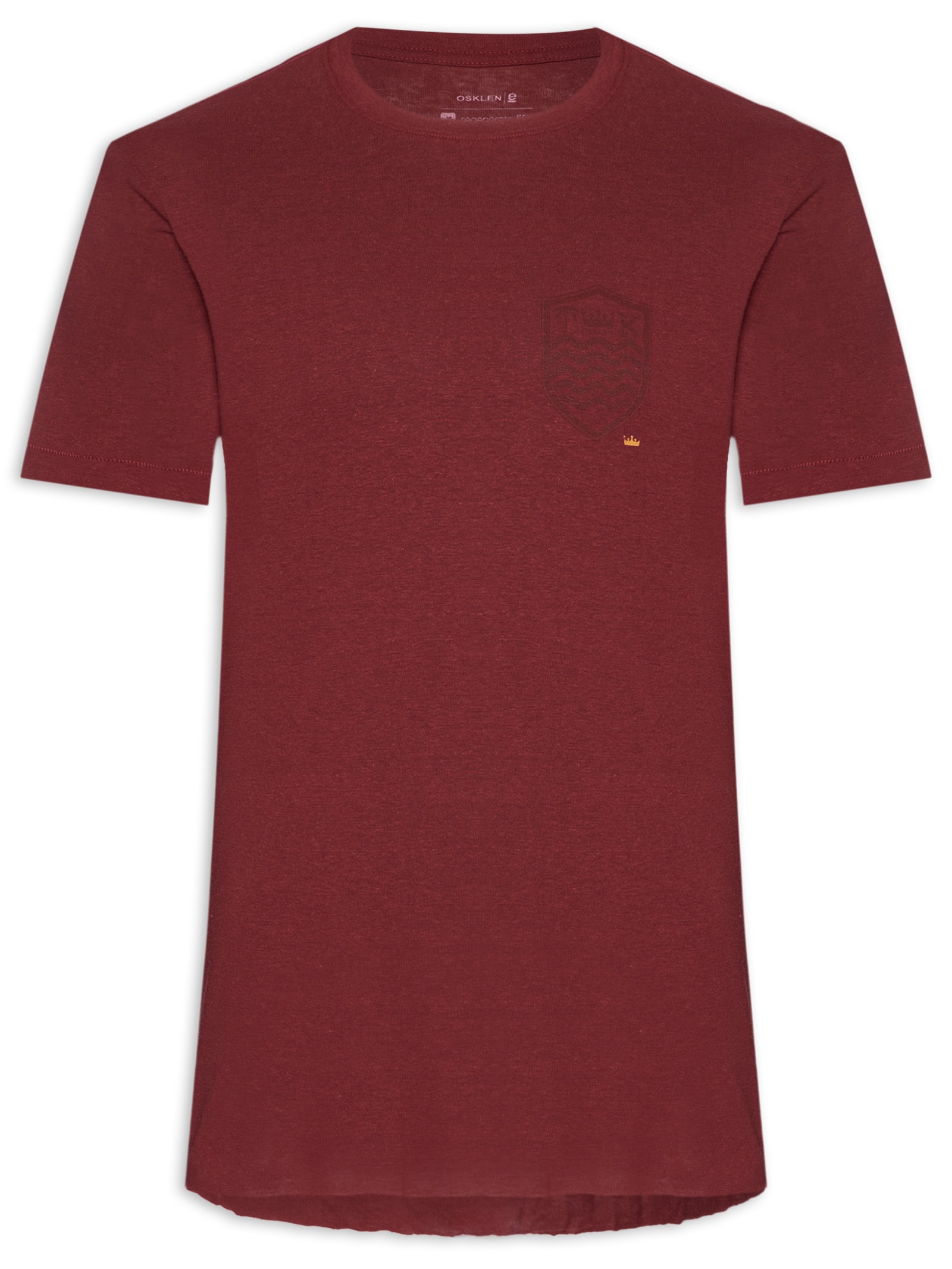 Camiseta Masculina Manga Curta Linen Brasão Vinho Osklen