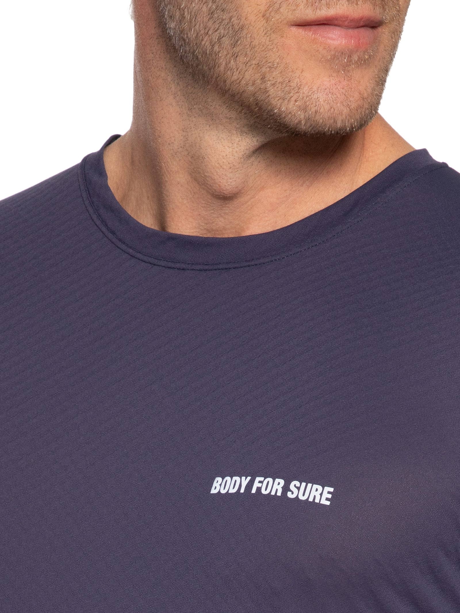 Camiseta Masculina Manga Curta Lisa Azul Body For Sure