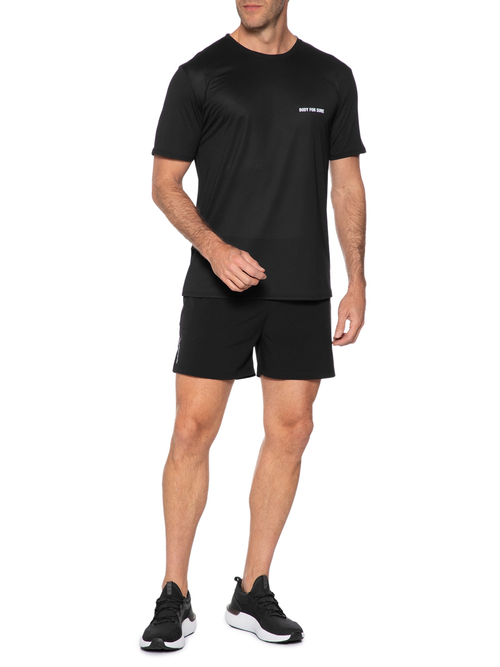 Camiseta Masculina Manga Curta Lisa Preto Body For Sure