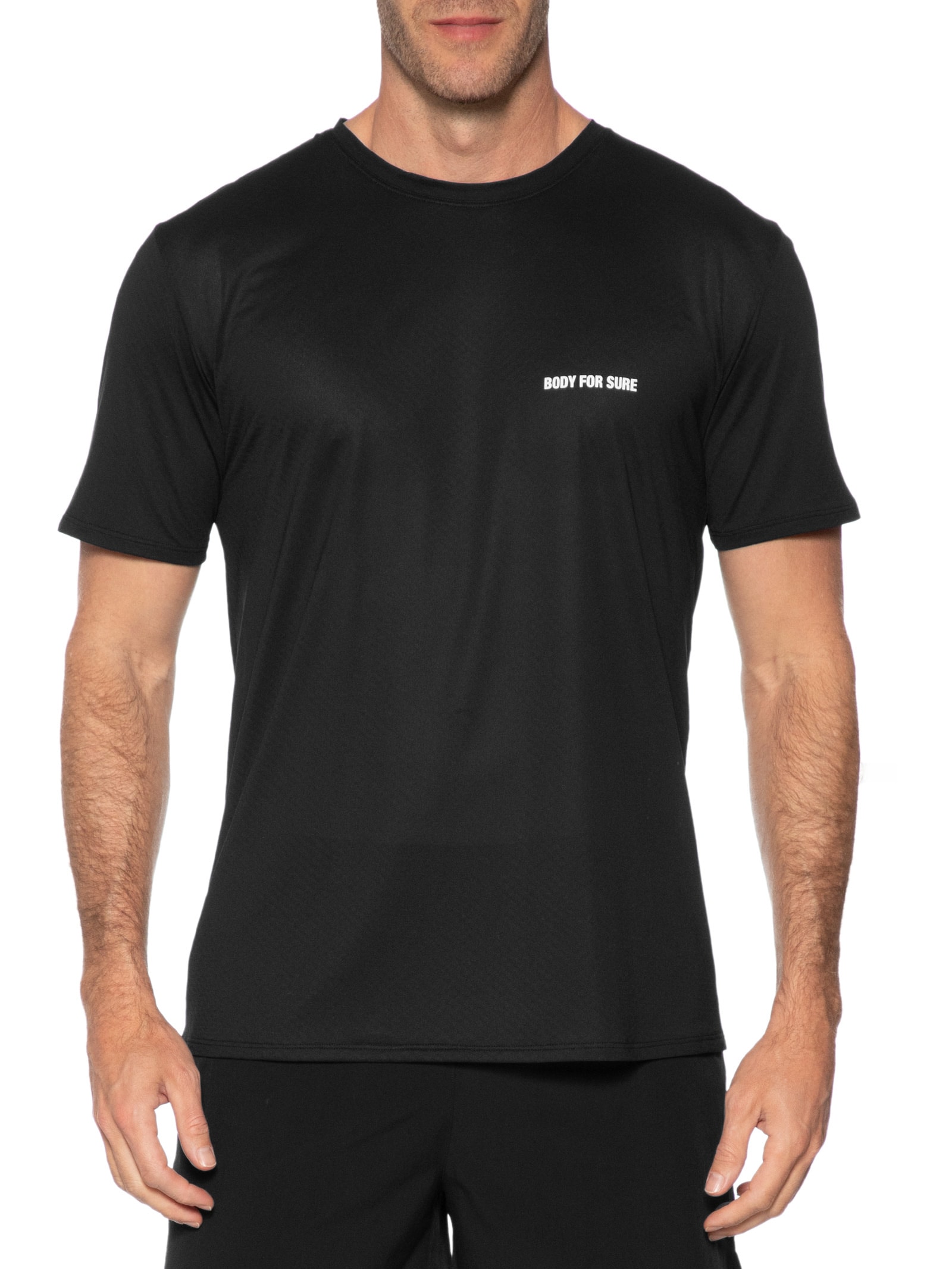 Camiseta Masculina Manga Curta Lisa Preto Body For Sure