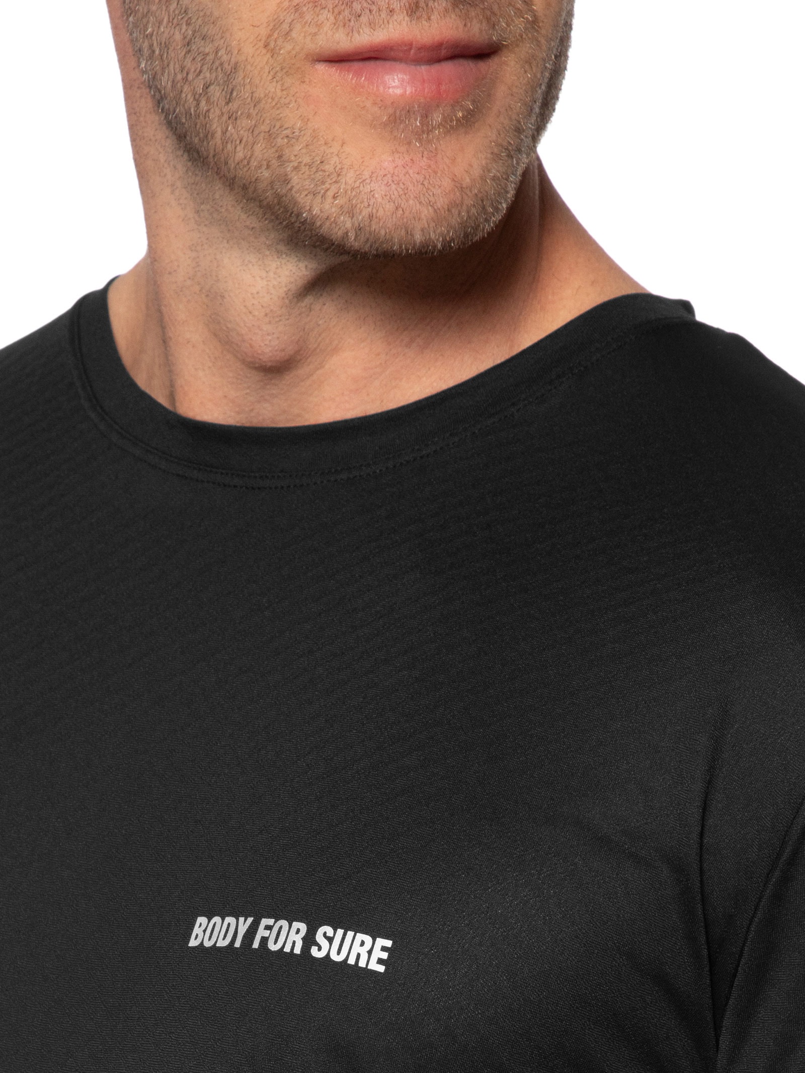 Camiseta Masculina Manga Curta Lisa Preto Body For Sure