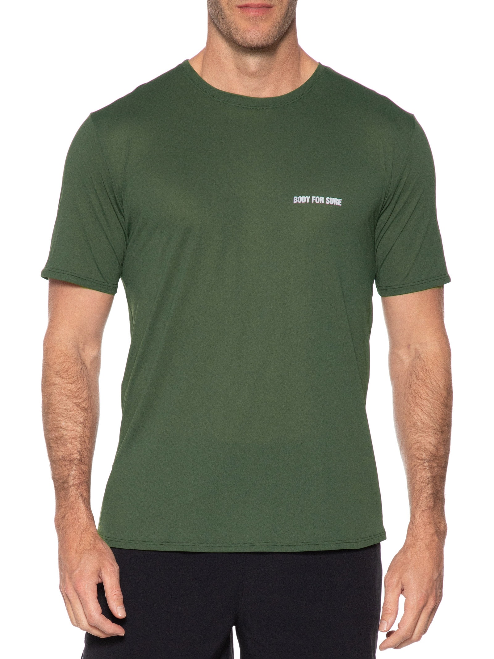 Camiseta Masculina Manga Curta Lisa Verde Body For Sure