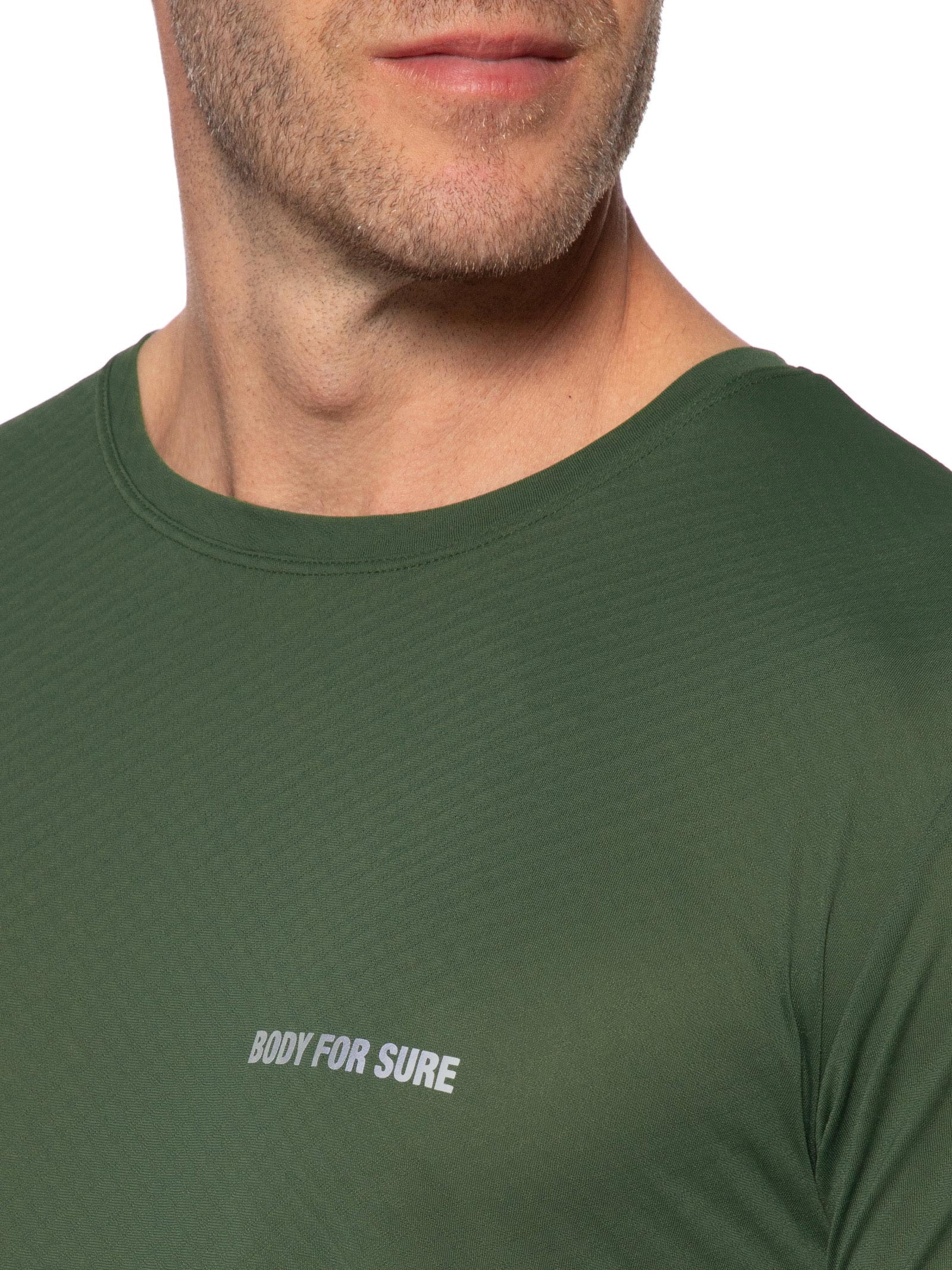 Camiseta Masculina Manga Curta Lisa Verde Body For Sure