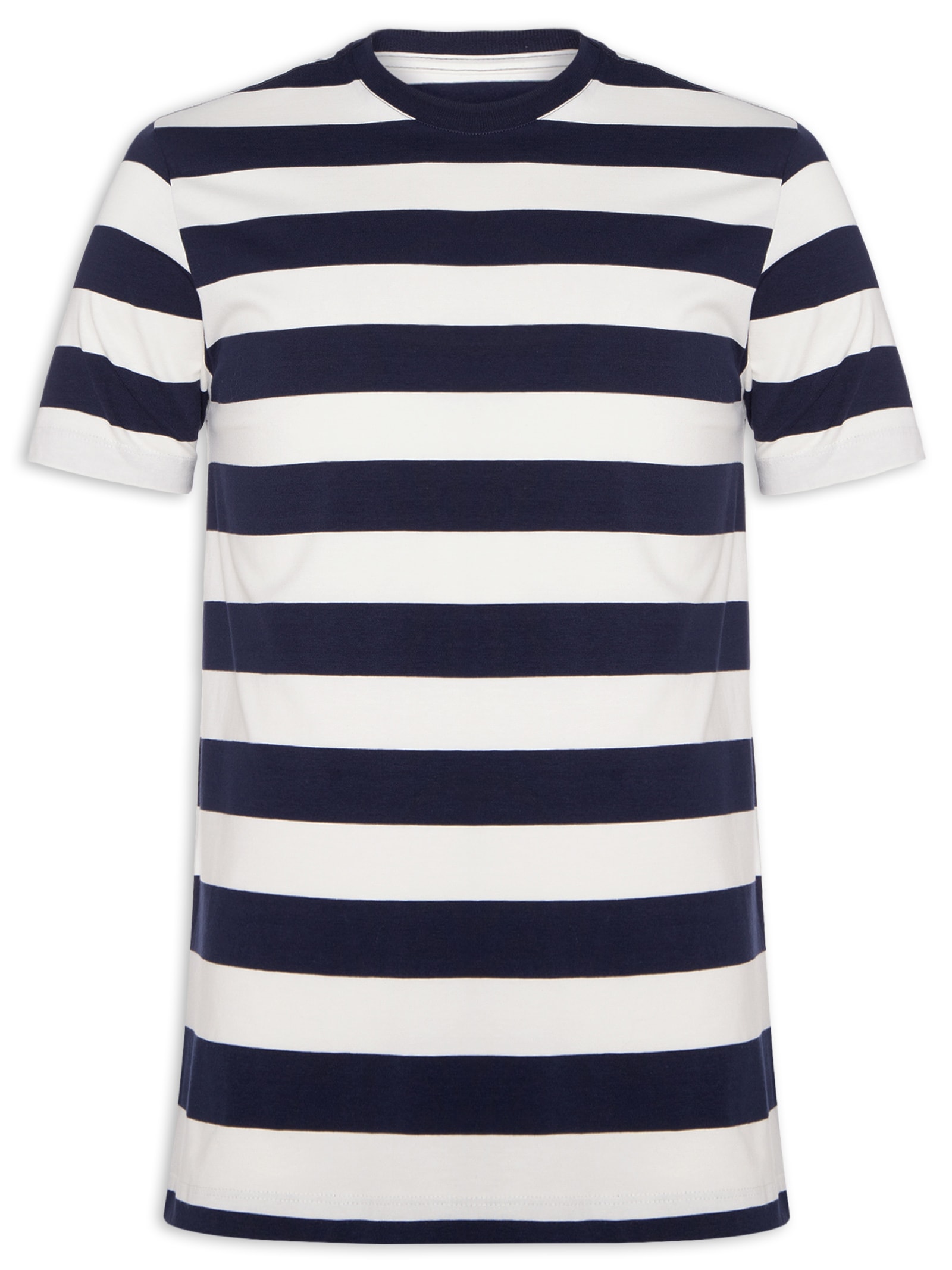 Camiseta Masculina Manga Curta Listras Azul Aramis