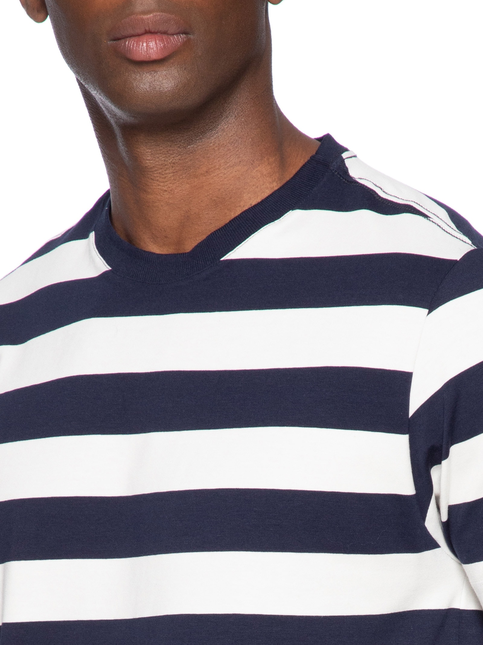 Camiseta Masculina Manga Curta Listras Azul Aramis