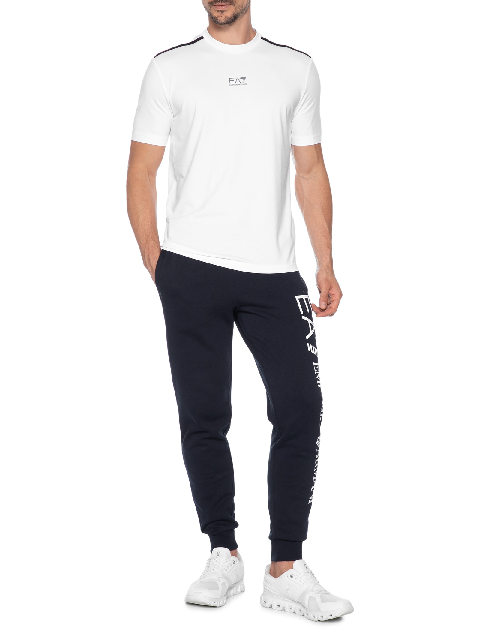 Camiseta Masculina Manga Curta Listras Ventus7 Tee Branco Ea7 Emporio Armani