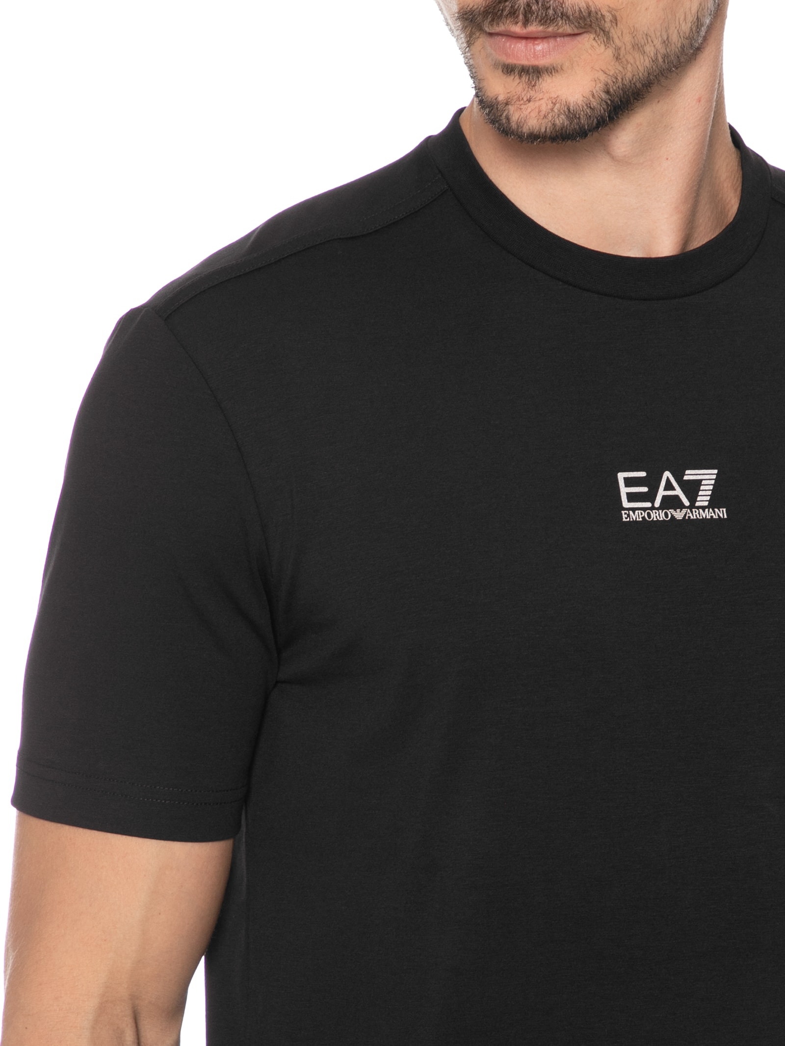 Camiseta Masculina Manga Curta Listras Ventus7 Tee Preto Ea7 Emporio Armani