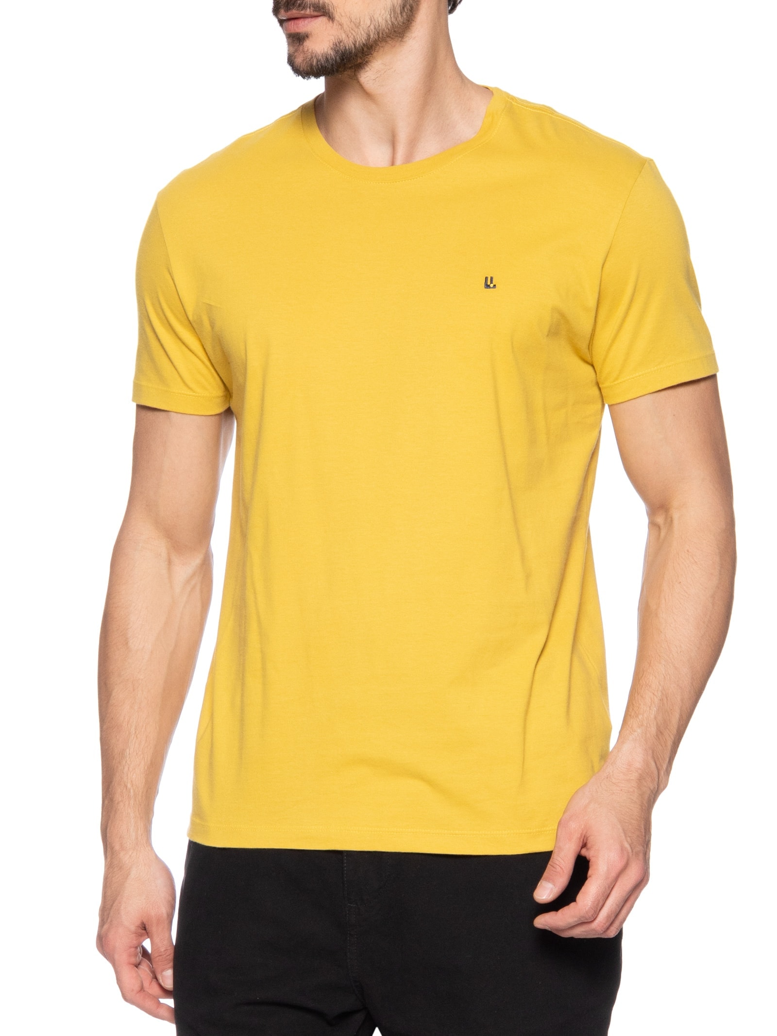 Camiseta Masculina Manga Curta Logo Amarelo Foxton