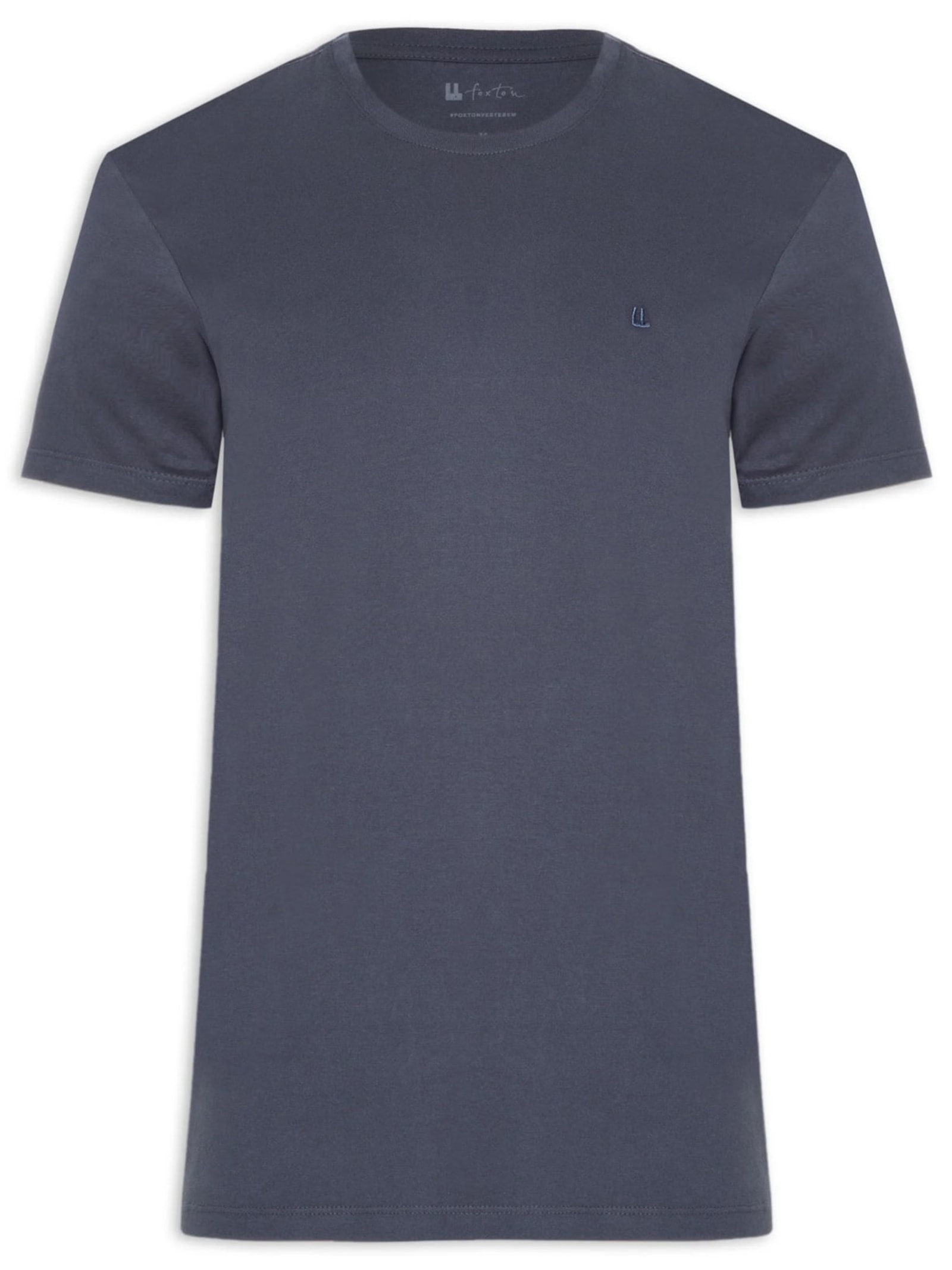 Camiseta Masculina Manga Curta Logo Azul Foxton
