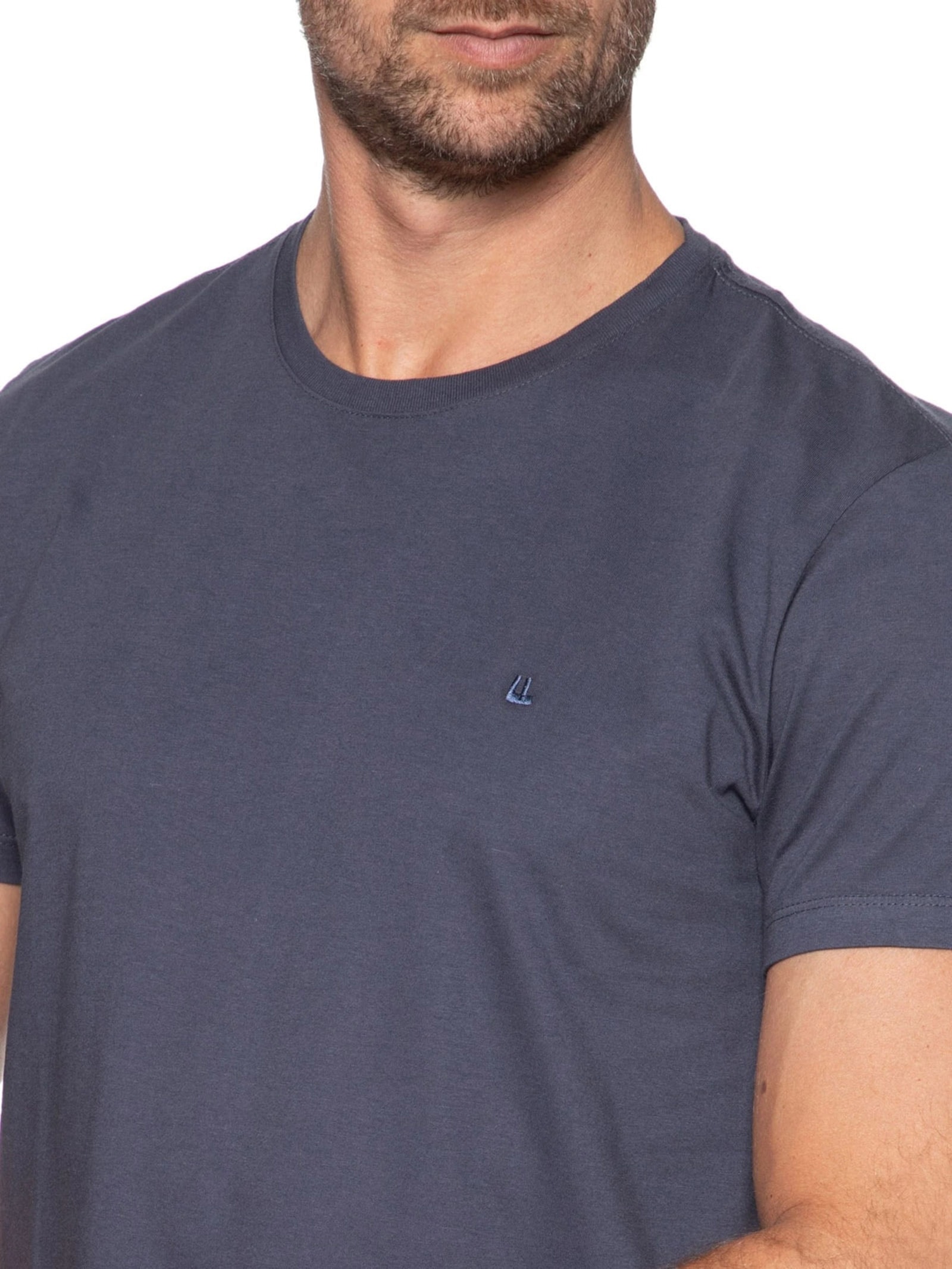 Camiseta Masculina Manga Curta Logo Azul Foxton