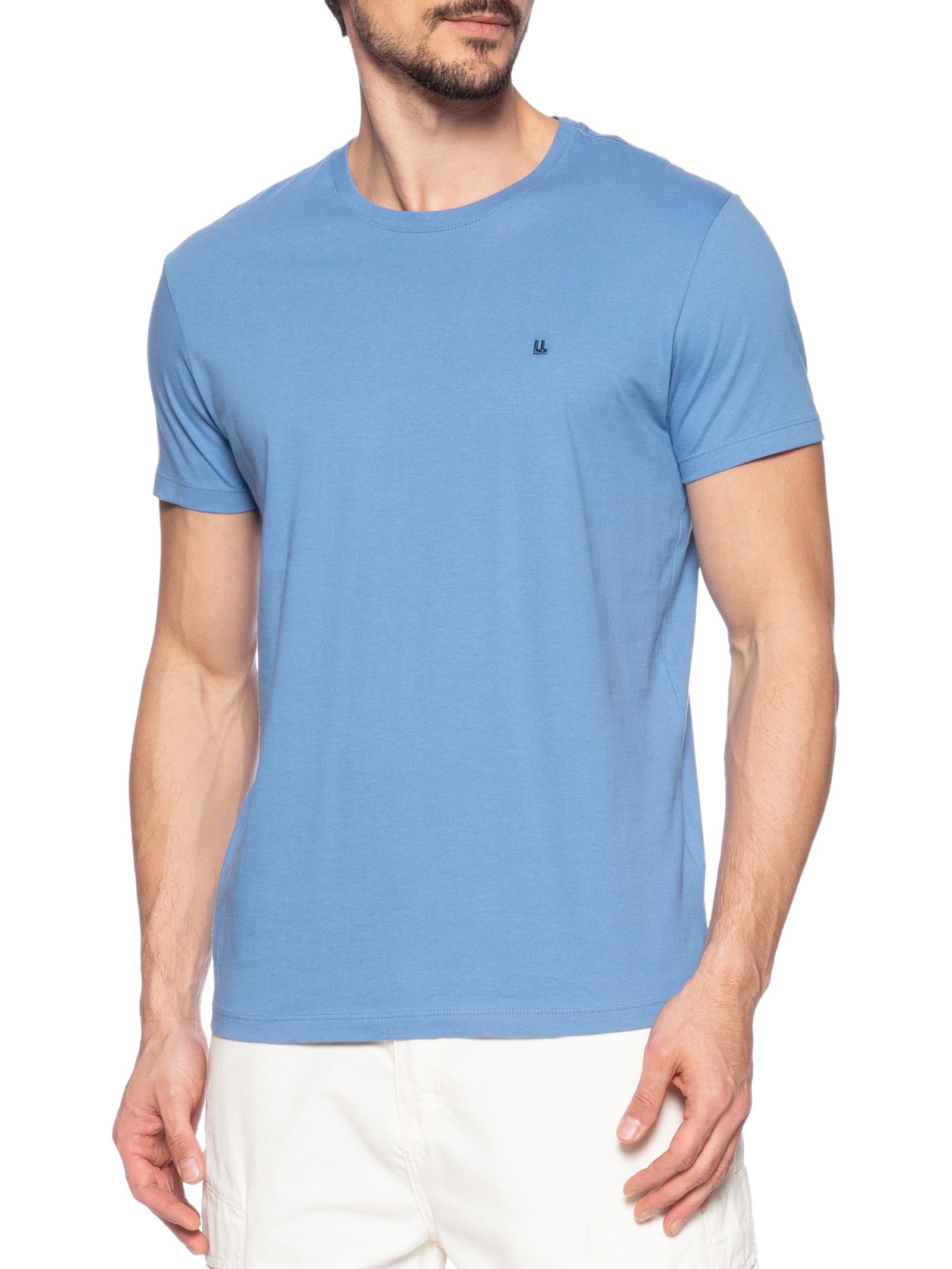 Camiseta Masculina Manga Curta Logo Azul Foxton