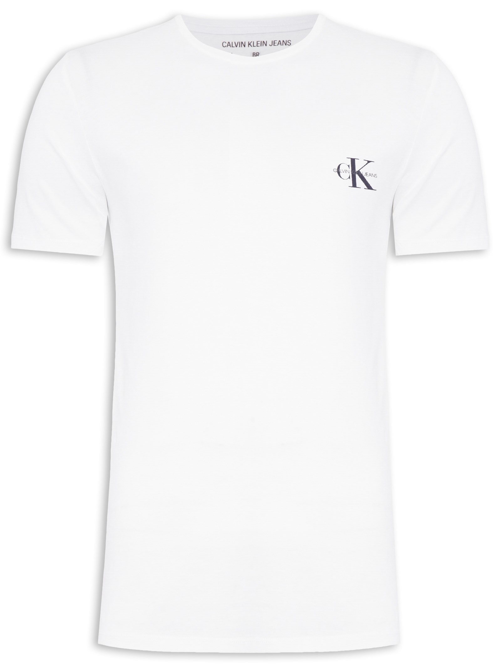 Camiseta Masculina Manga Curta Logo Básico Peito Branco Calvin Klein Jeans