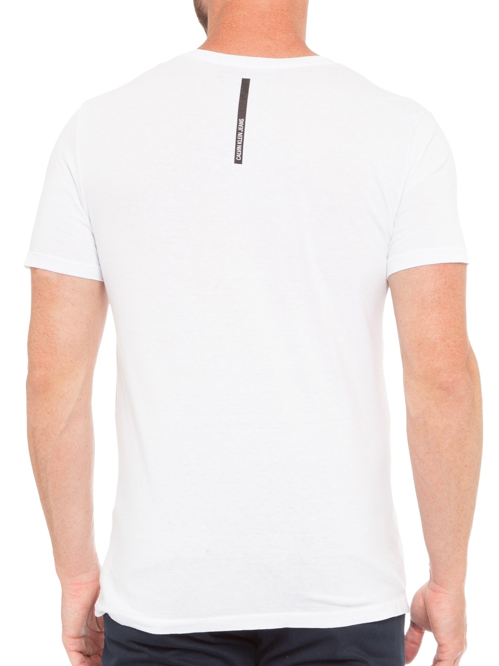 Camiseta Masculina Manga Curta Logo Básico Peito Branco Calvin Klein Jeans