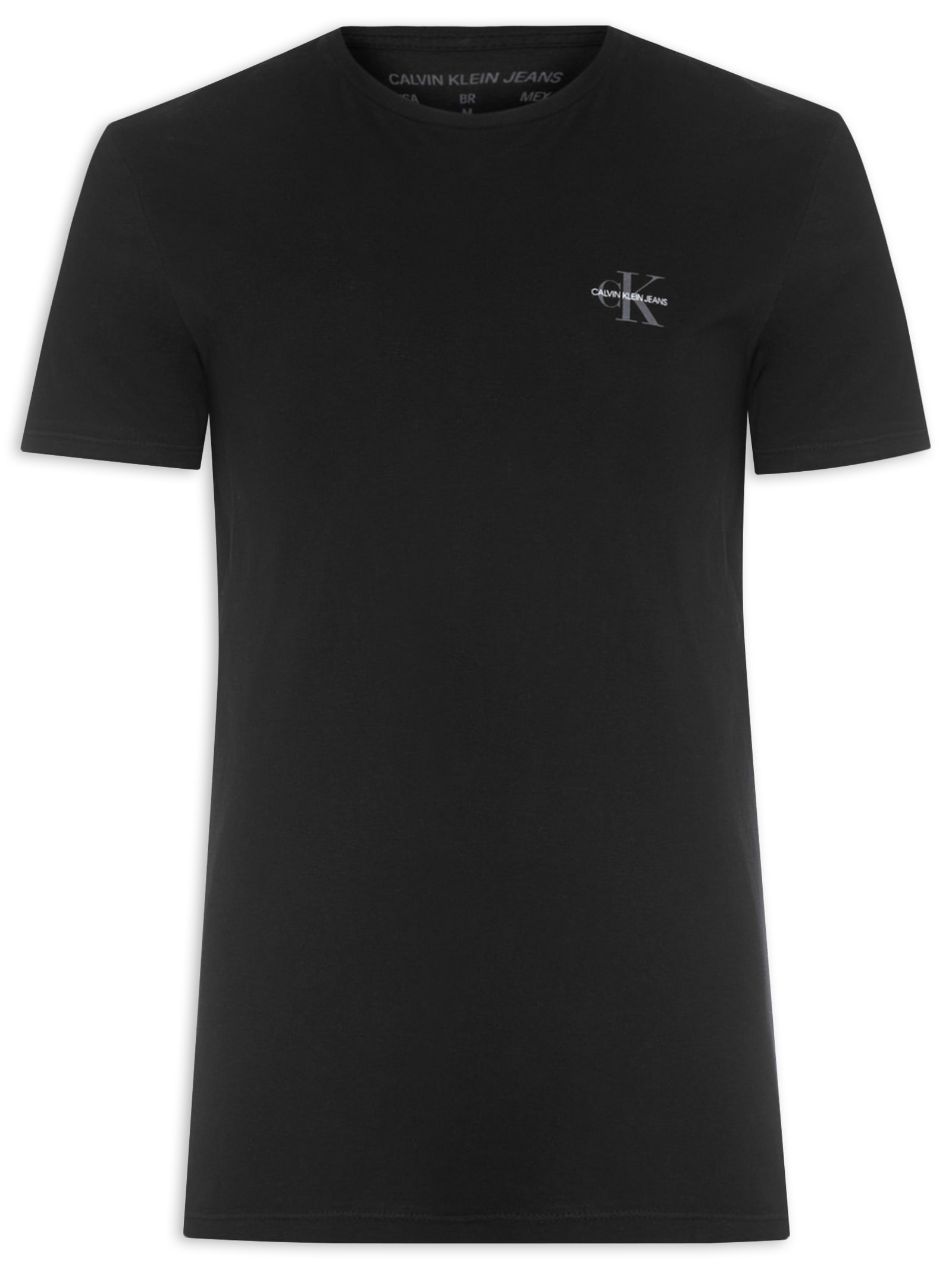 Camiseta Masculina Manga Curta Logo Básico Peito Preto  Calvin Klein Jeans