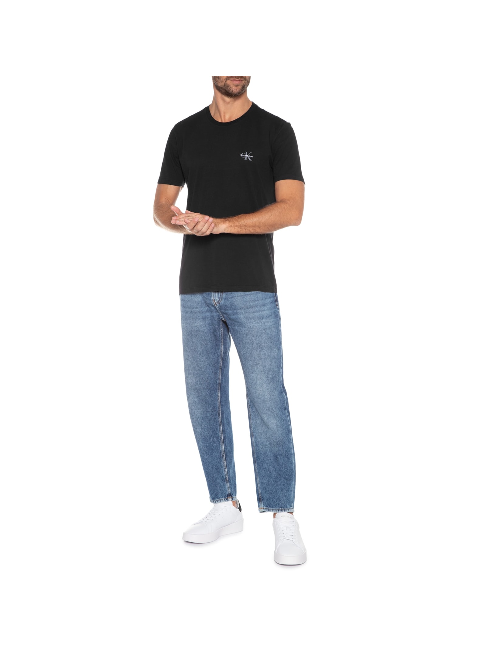 Camiseta Masculina Manga Curta Logo Básico Peito Preto  Calvin Klein Jeans