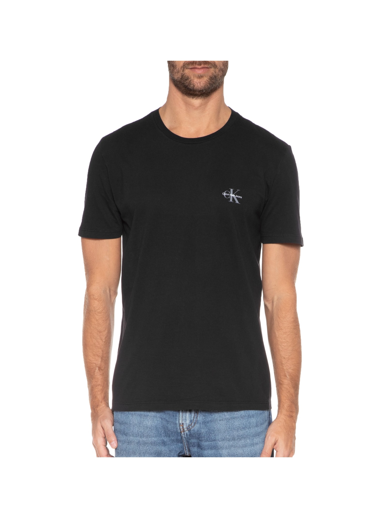 Camiseta Masculina Manga Curta Logo Básico Peito Preto  Calvin Klein Jeans