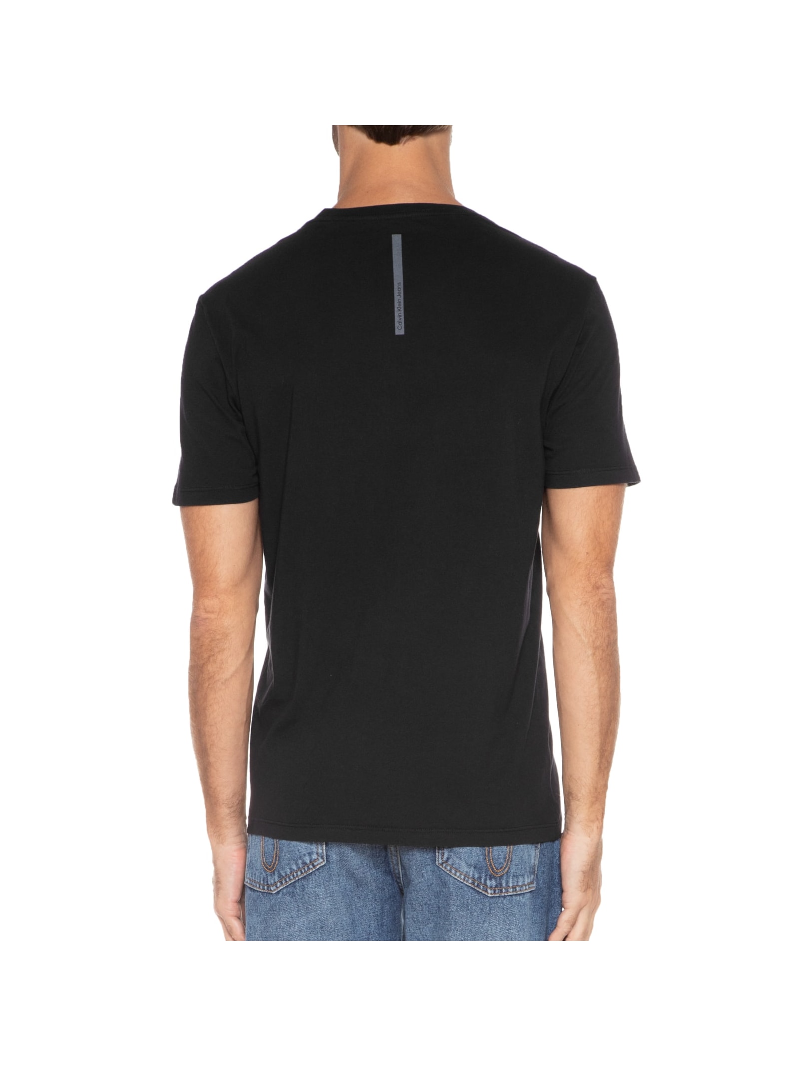 Camiseta Masculina Manga Curta Logo Básico Peito Preto  Calvin Klein Jeans