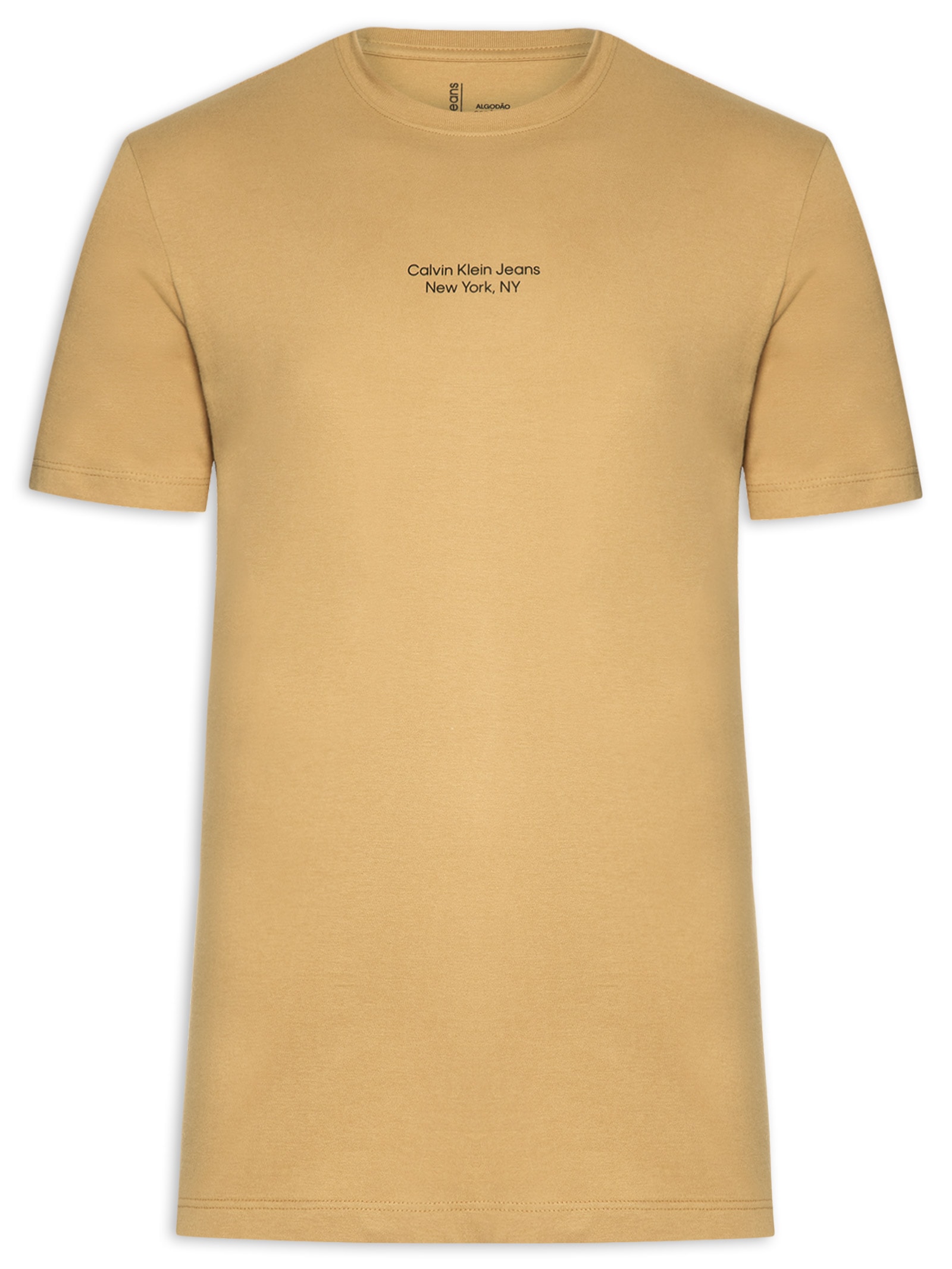 Camiseta Masculina Manga Curta Logo Bege Calvin Klein Jeans