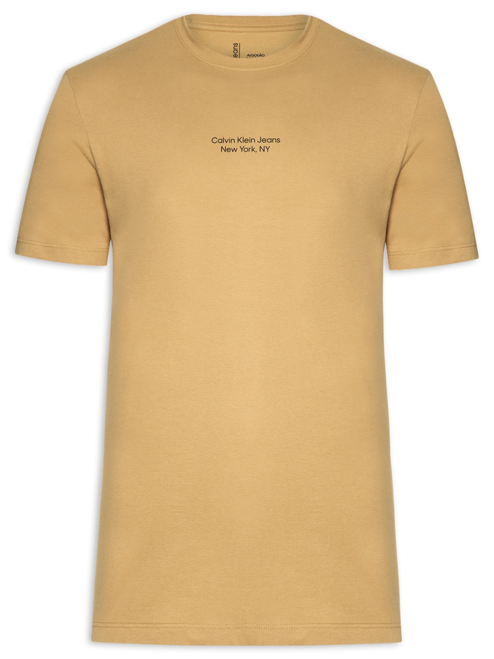 Camiseta Masculina Manga Curta Logo Bege Calvin Klein Jeans