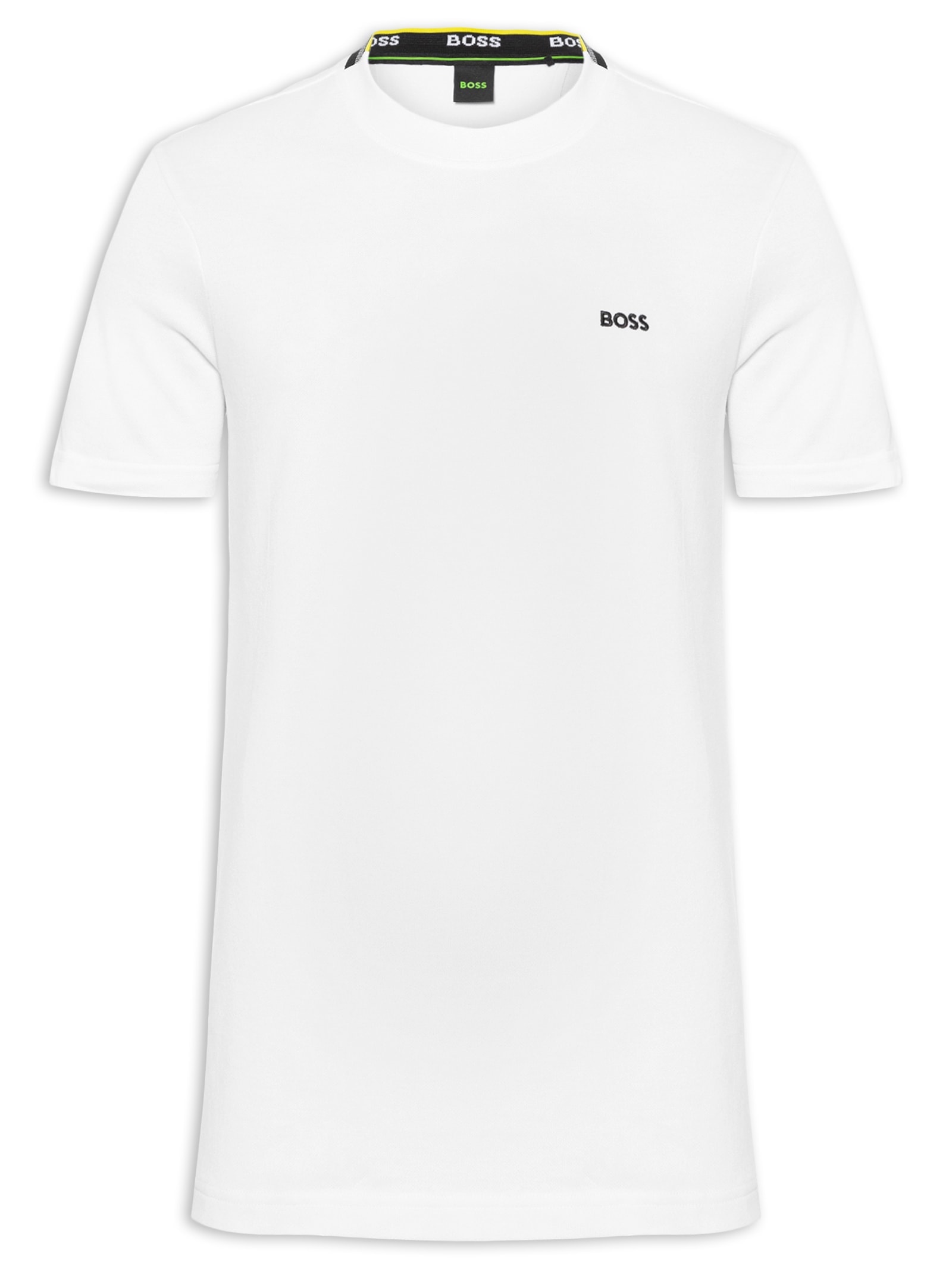 Camiseta Masculina Manga Curta Logo Bordado Branco Boss