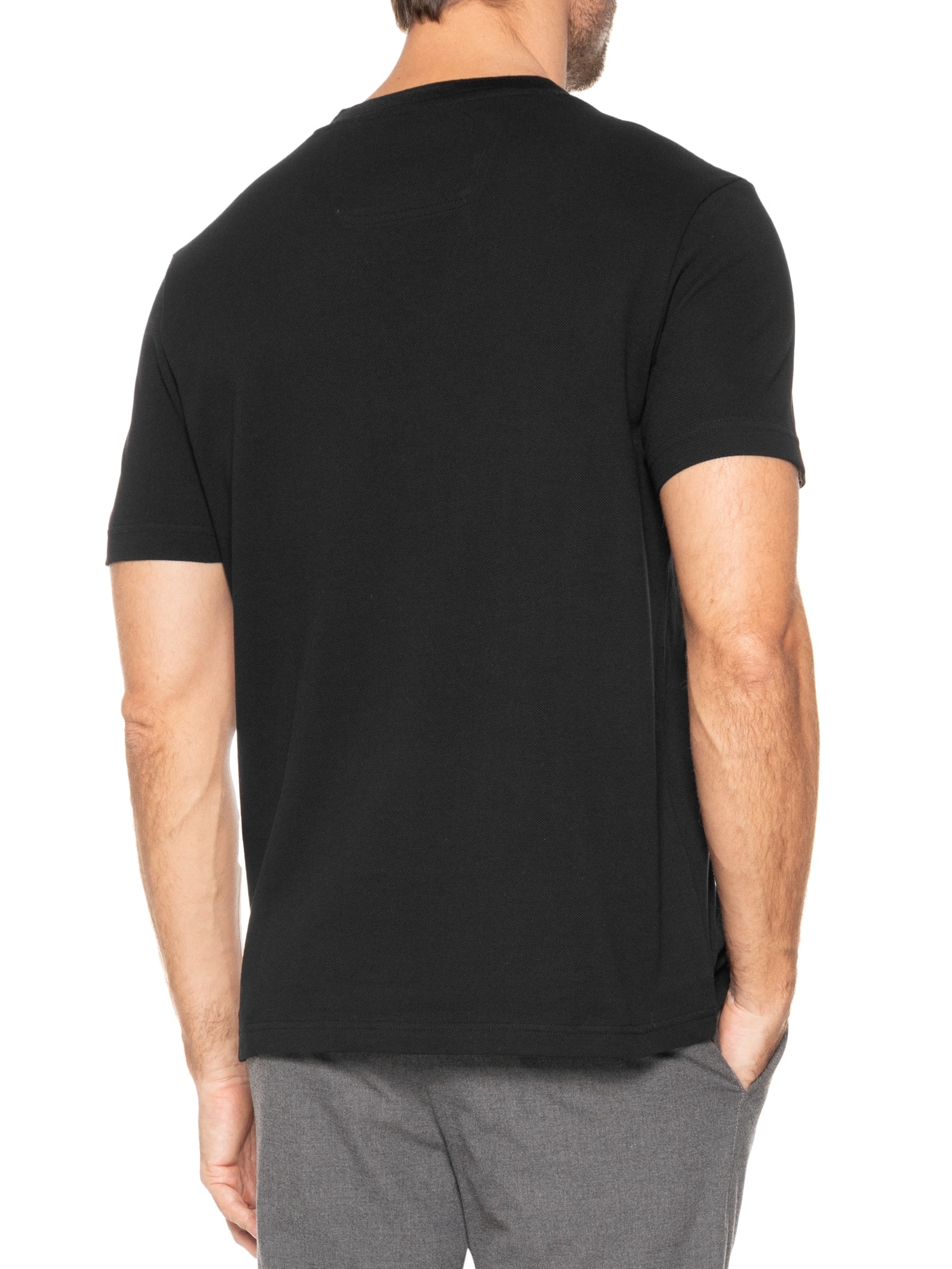 Camiseta Masculina Manga Curta Logo Bordado Preto Boss