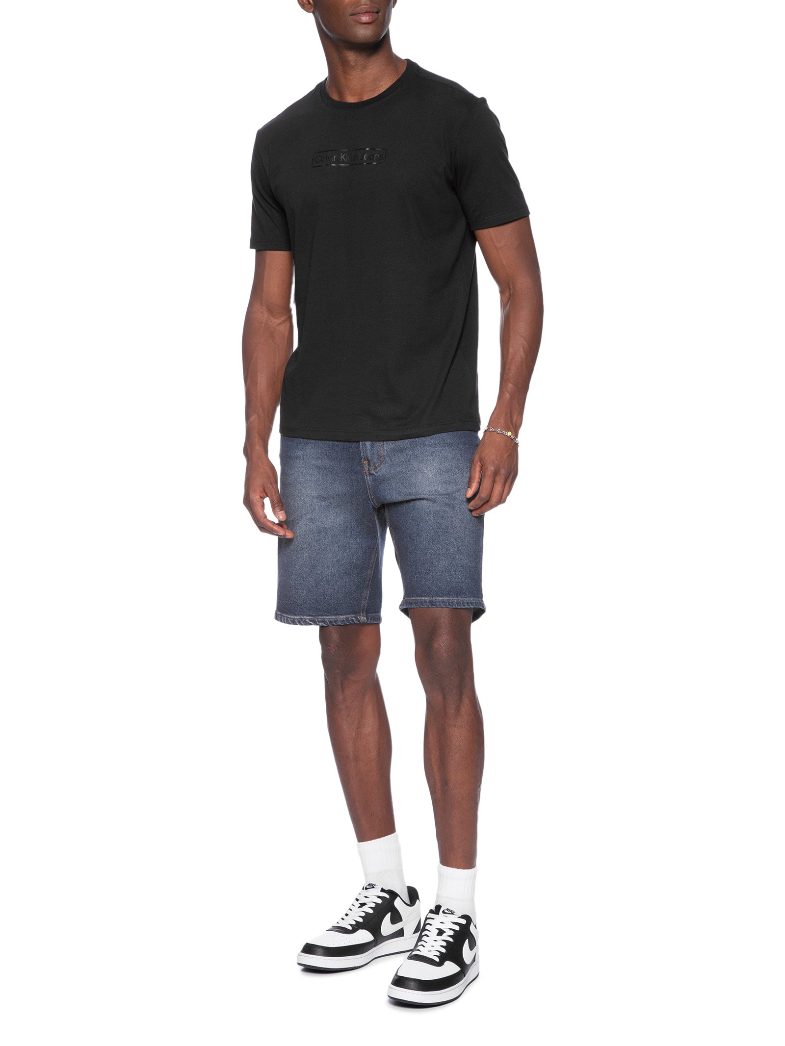 Camiseta Masculina Manga Curta Logo Box Preto Calvin Klein Jeans