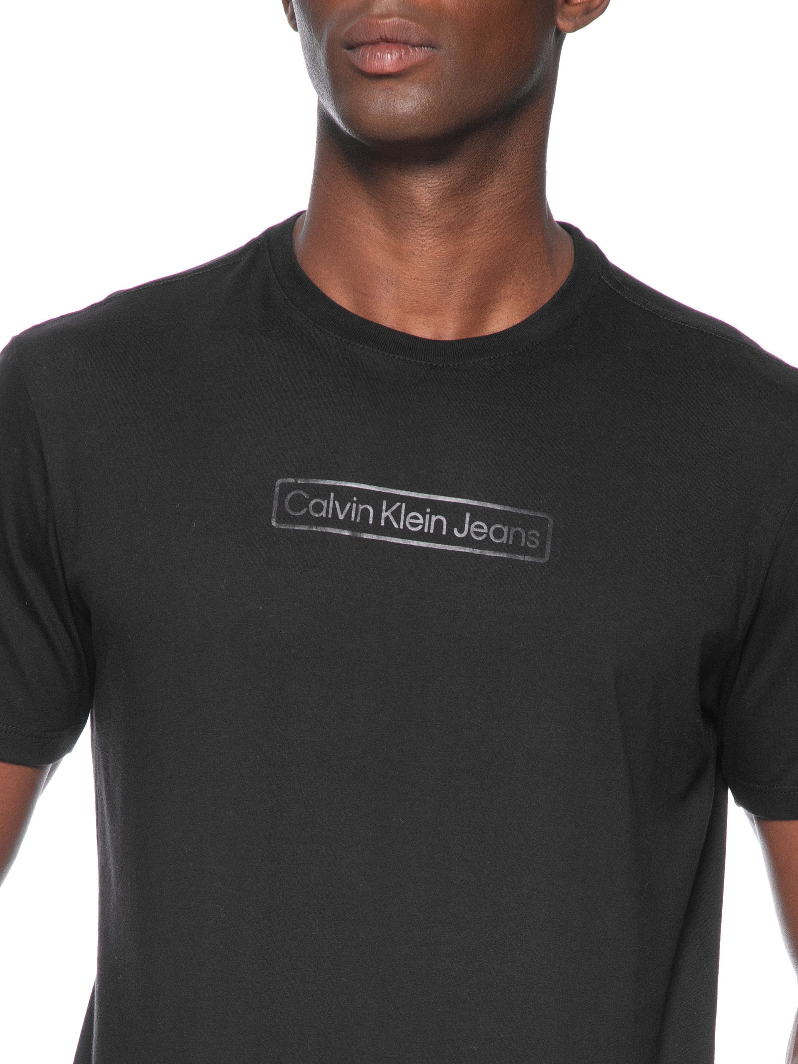 Camiseta Masculina Manga Curta Logo Box Preto Calvin Klein Jeans