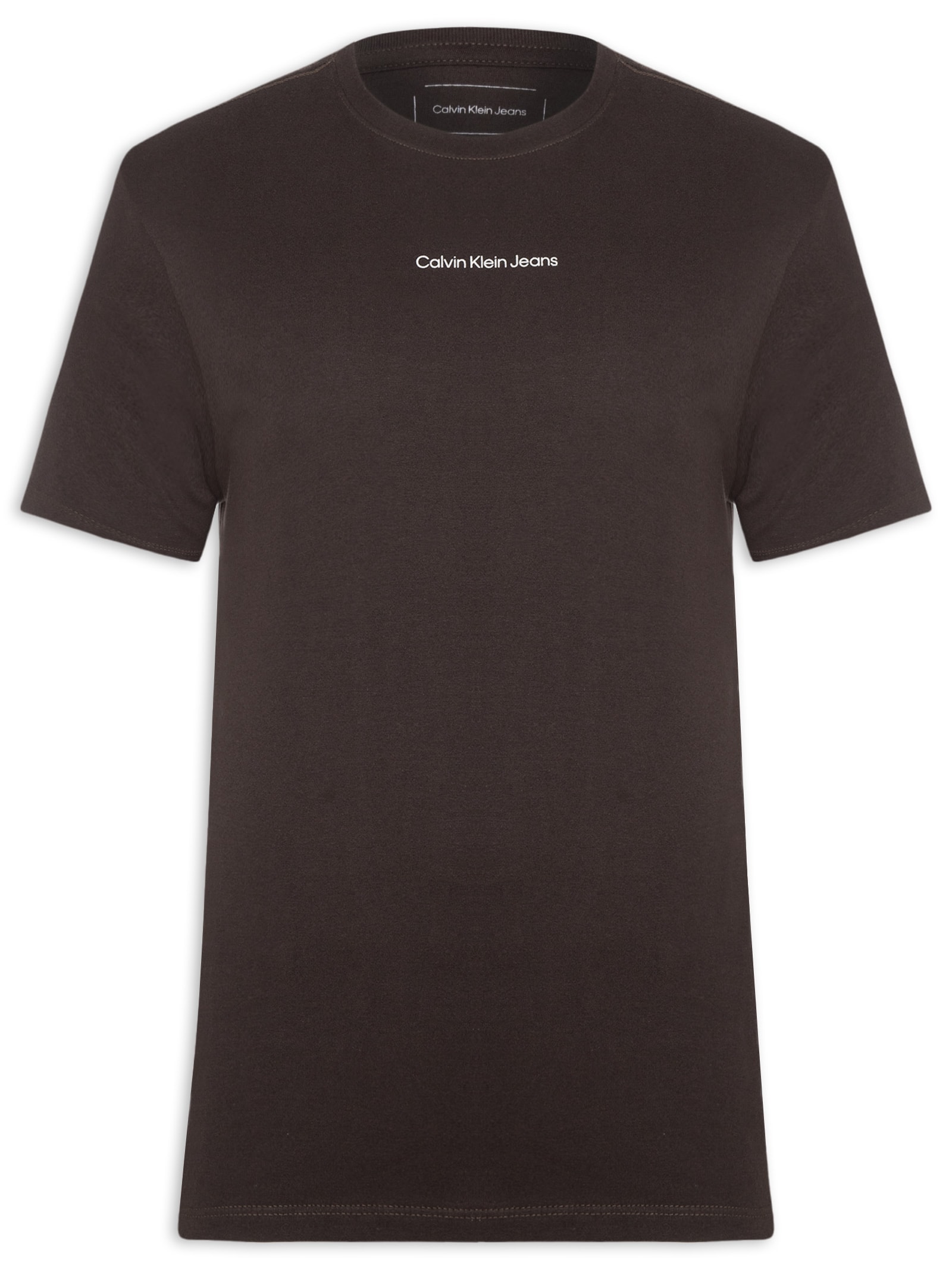 Camiseta Masculina Manga Curta Logo Centralizado Marrom Calvin Klein Jeans
