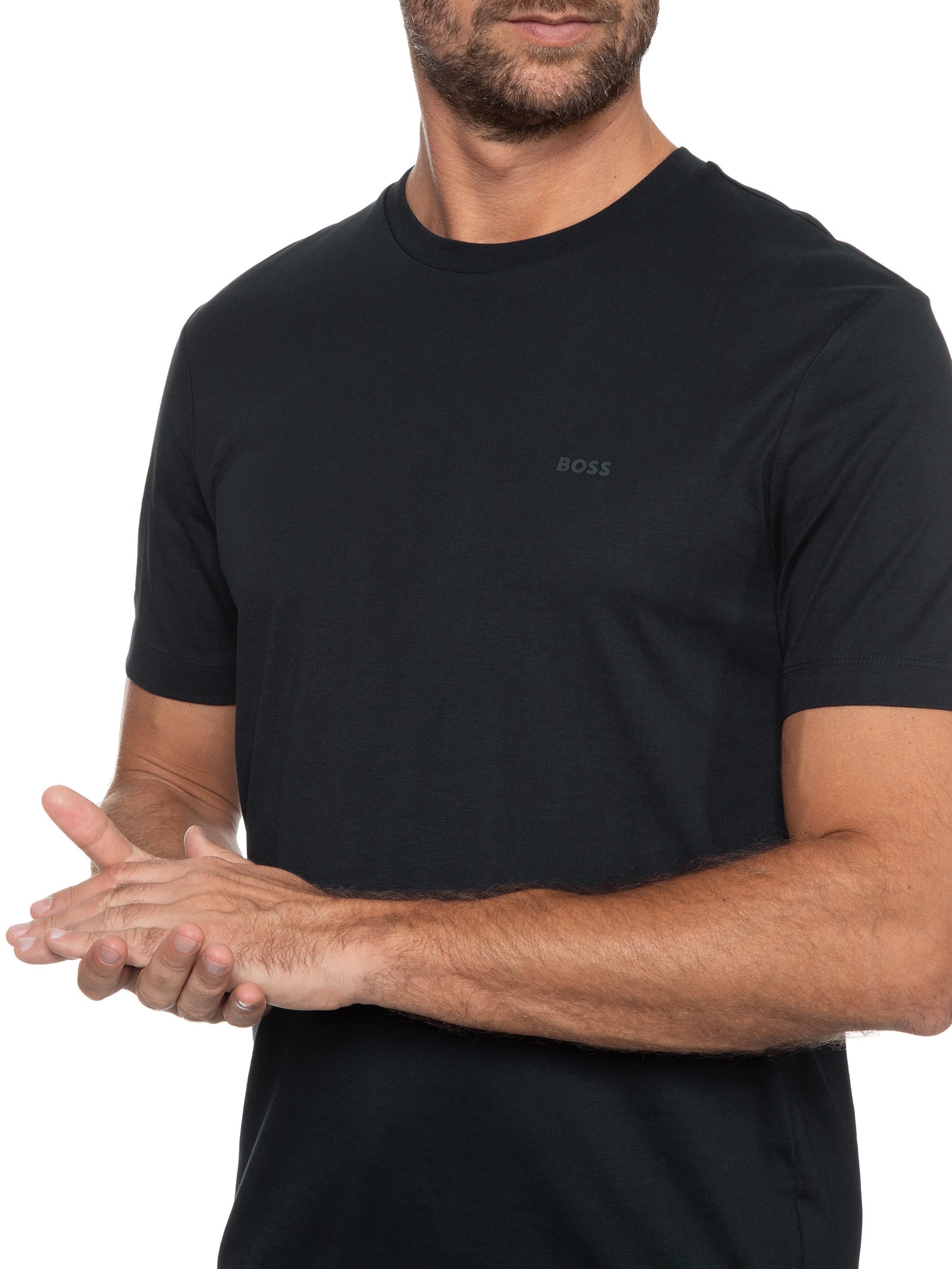 Camiseta Masculina Manga Curta Logo Estampado Thompson Azul Boss