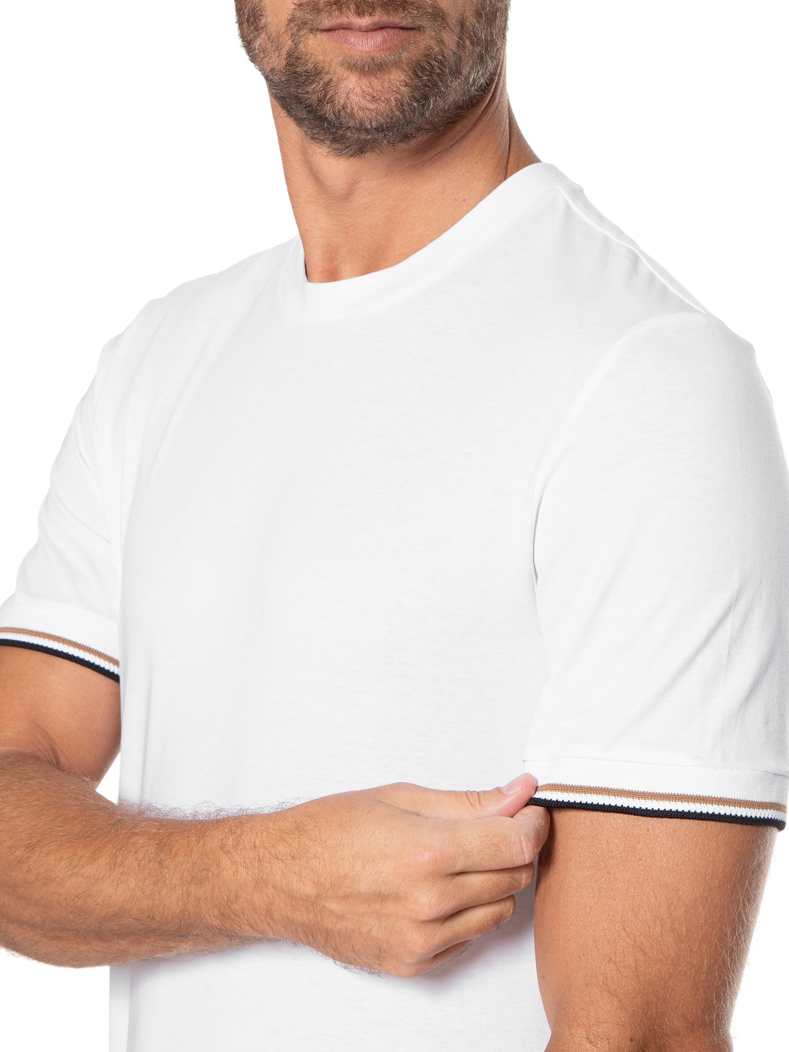 Camiseta Masculina Manga Curta Logo Estampado Thompson Branco Boss