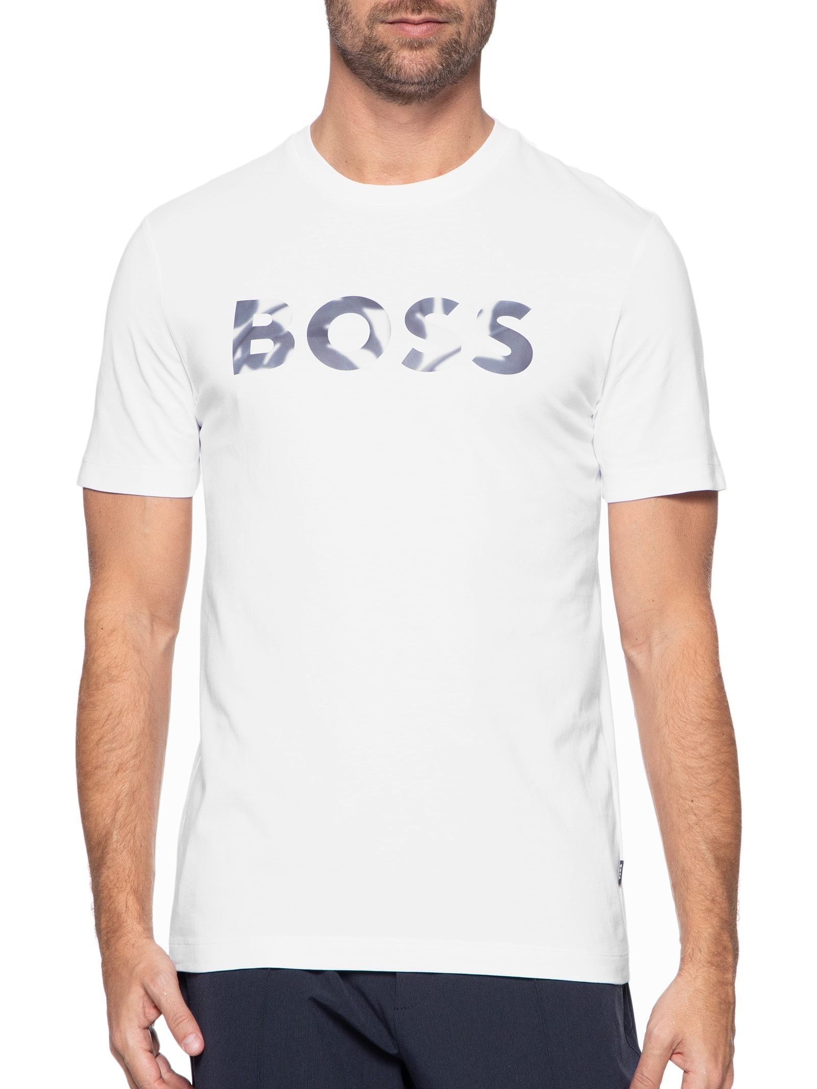 Camiseta Masculina Manga Curta Logo Estampado Thompson Branco Boss