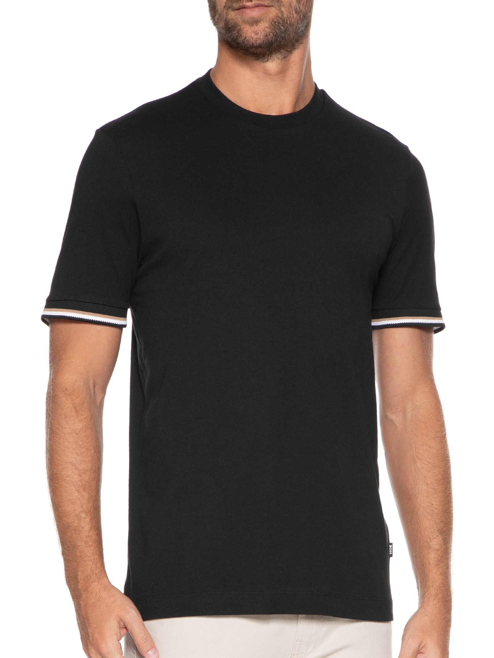 Camiseta Masculina Manga Curta Logo Estampado Thompson Preto Boss