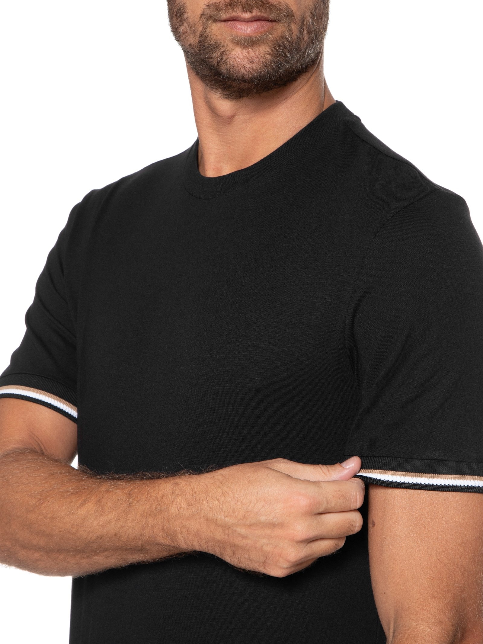 Camiseta Masculina Manga Curta Logo Estampado Thompson Preto Boss