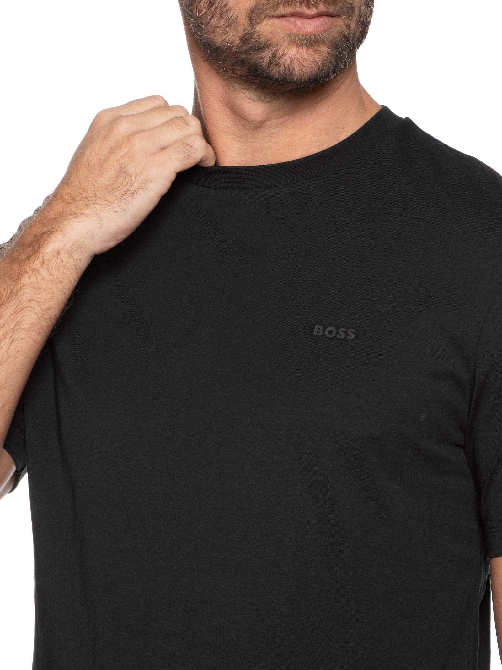 Camiseta Masculina Manga Curta Logo Estampado Thompson Preto Boss