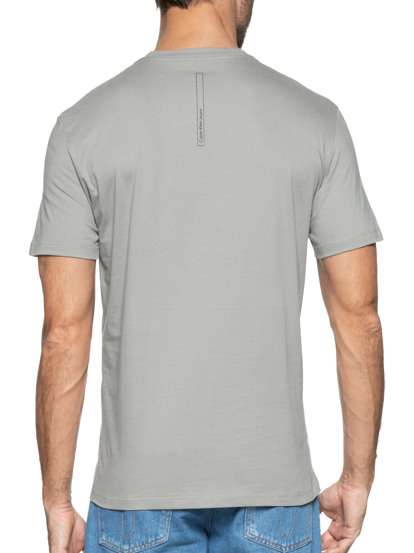 Camiseta Masculina Manga Curta Logo Naturals Peito Cinza Calvin Klein Jeans