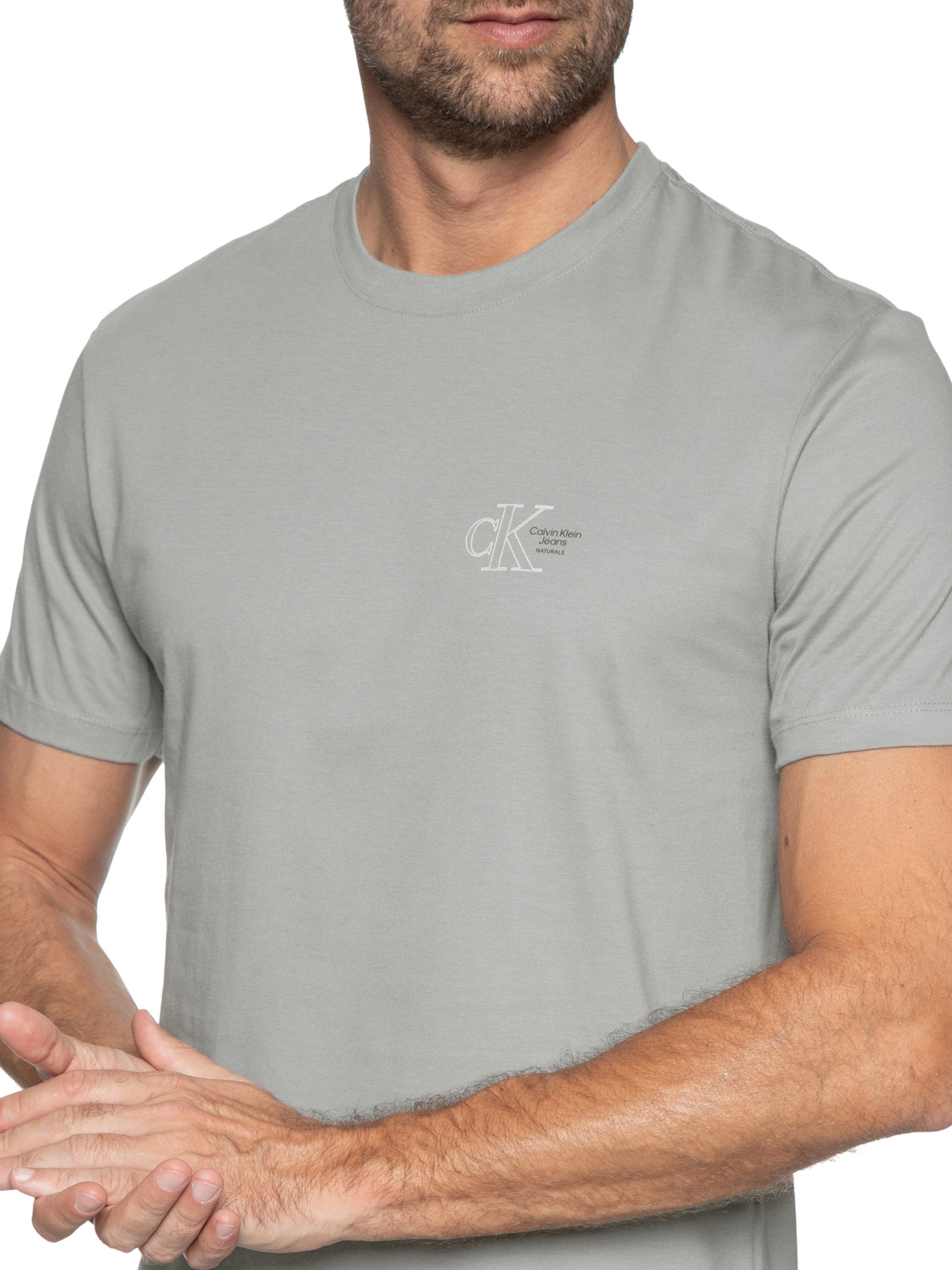 Camiseta Masculina Manga Curta Logo Naturals Peito Cinza Calvin Klein Jeans