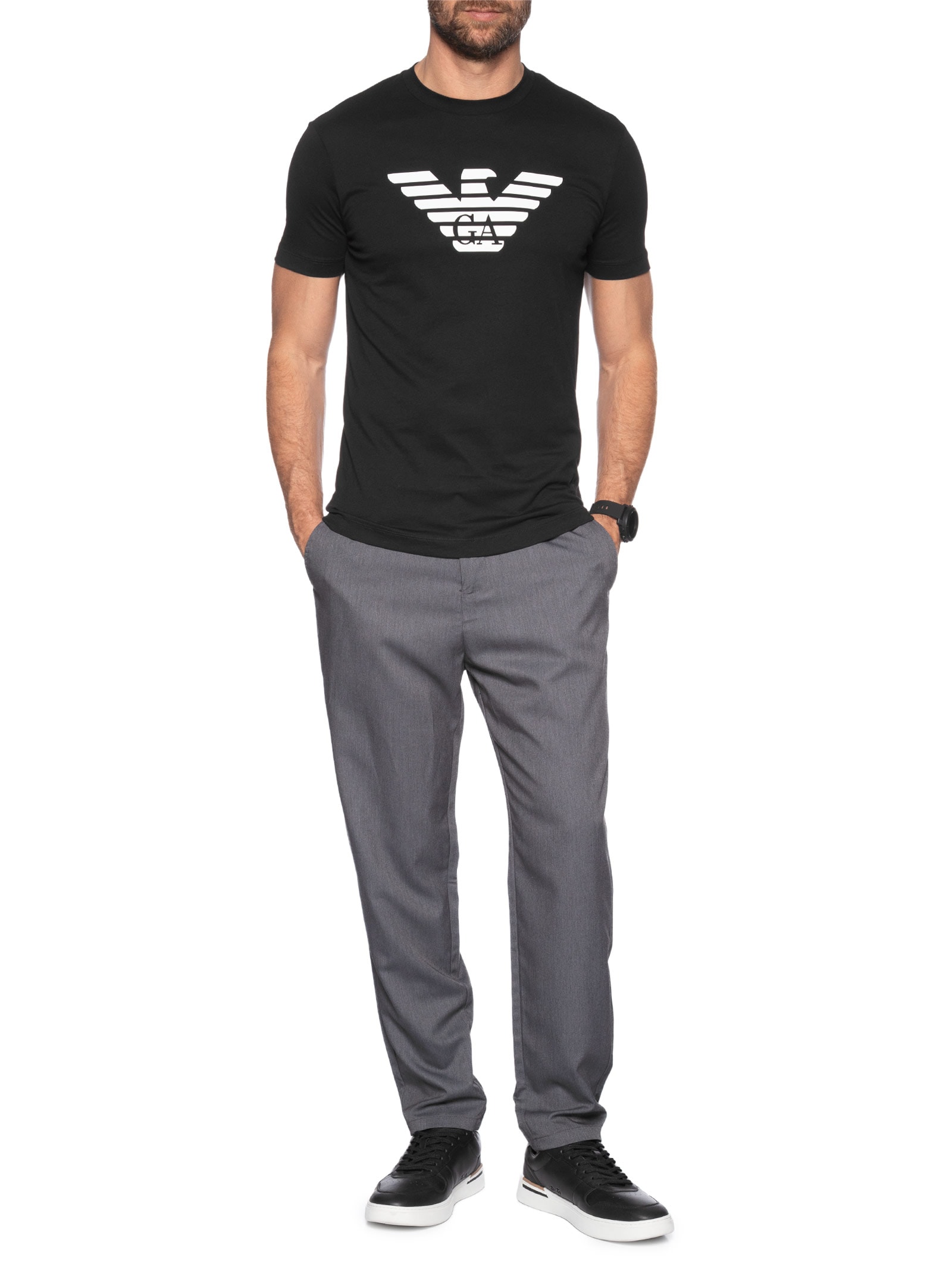 Camiseta Masculina Manga Curta Logo Preto Emporio Armani